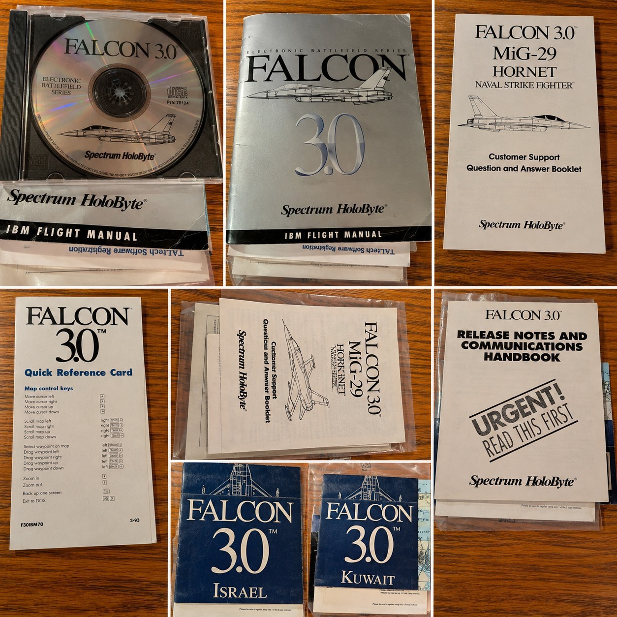 Falcon 3.0 PC CD-ROM Spectrum HoloByte Vintage Flight Simulator Manuals IBM