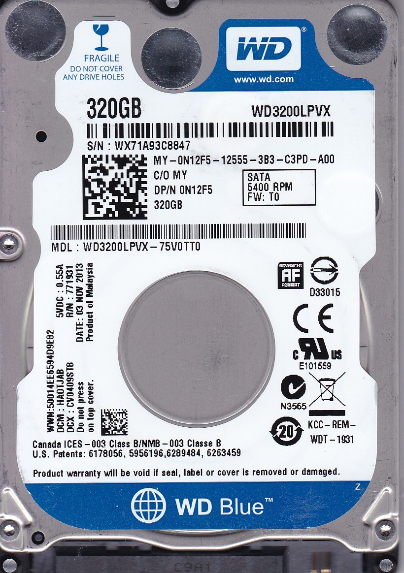 Western Digital Blue WD3200LPVX-75V0TT0 dcm: HAOTJAB 320GB 2.5" SATA B11-24