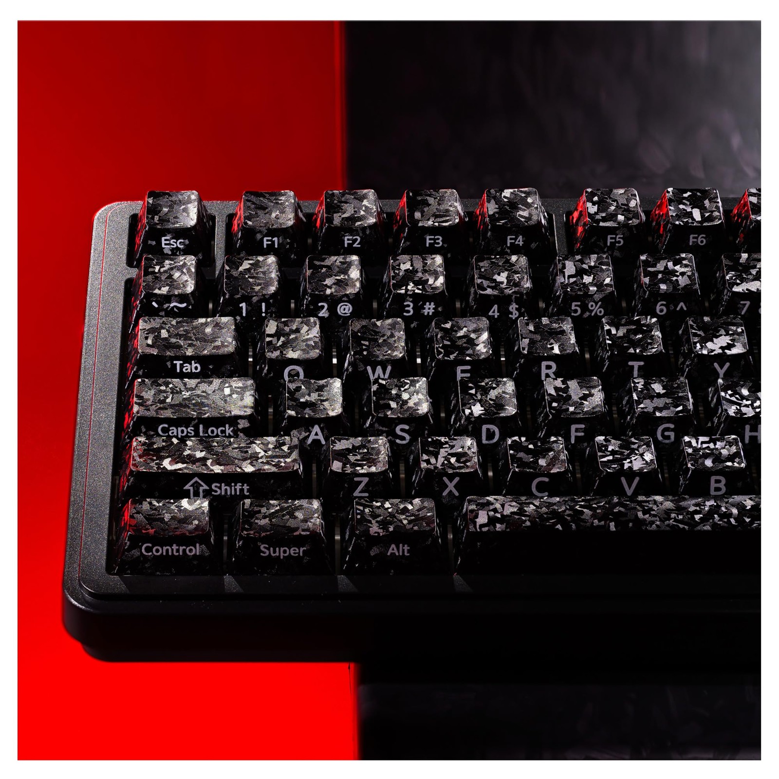 XVX Black Keycaps Forged CarbonLook Cherry Profile Set 119Key ANSI MX