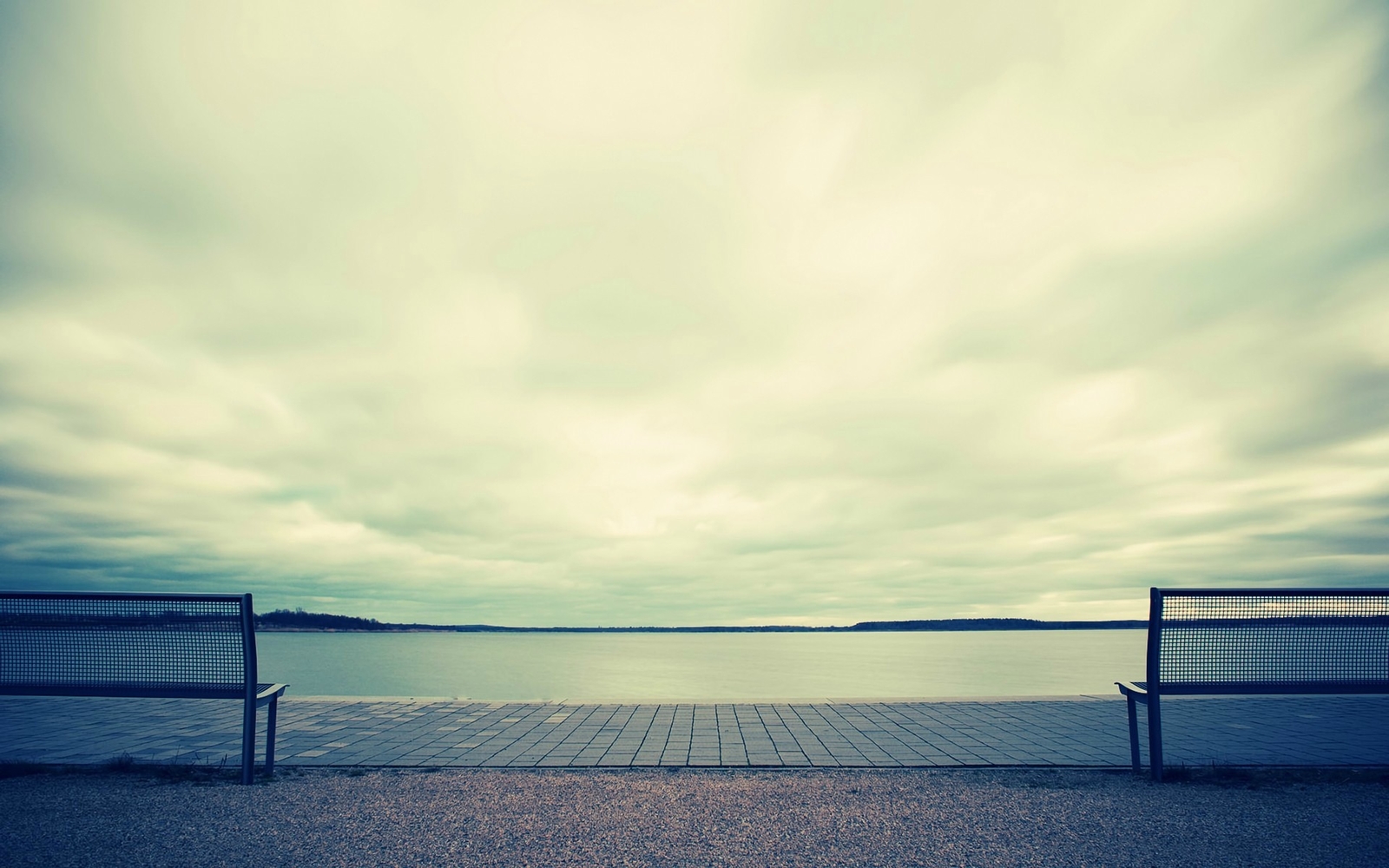 Landscape photography bench water lake outdoors Custom Gaming Mat Desk