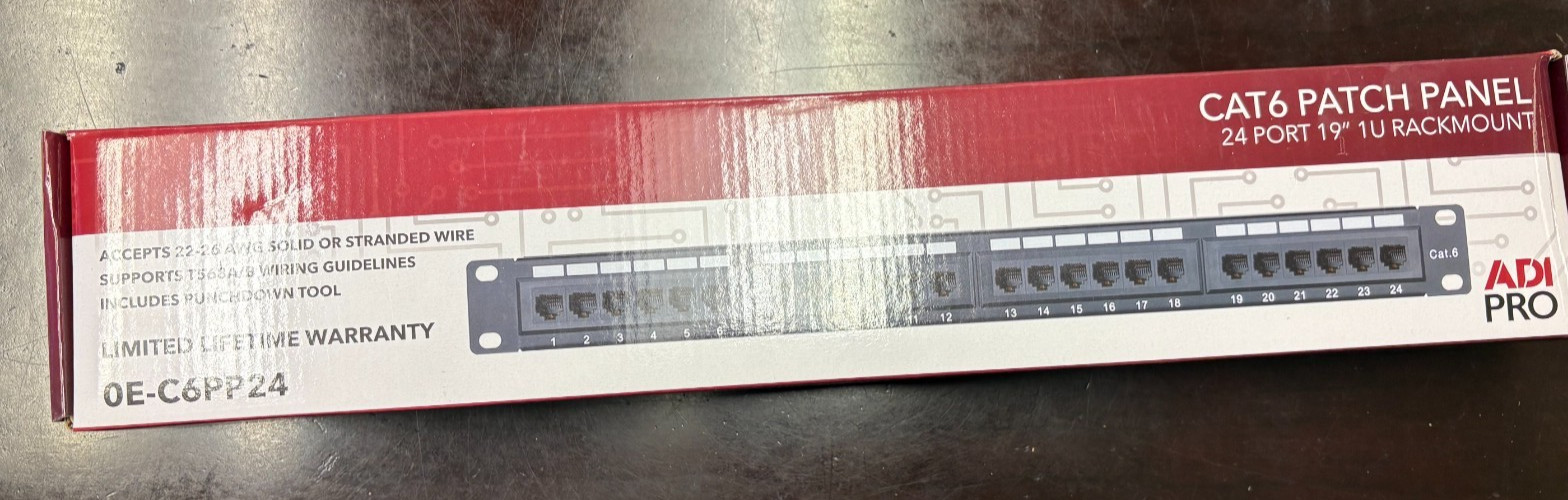 ADI Pro 0E-C6PP24 CAT6 Patch Panel24 Port 1U Rackmount
