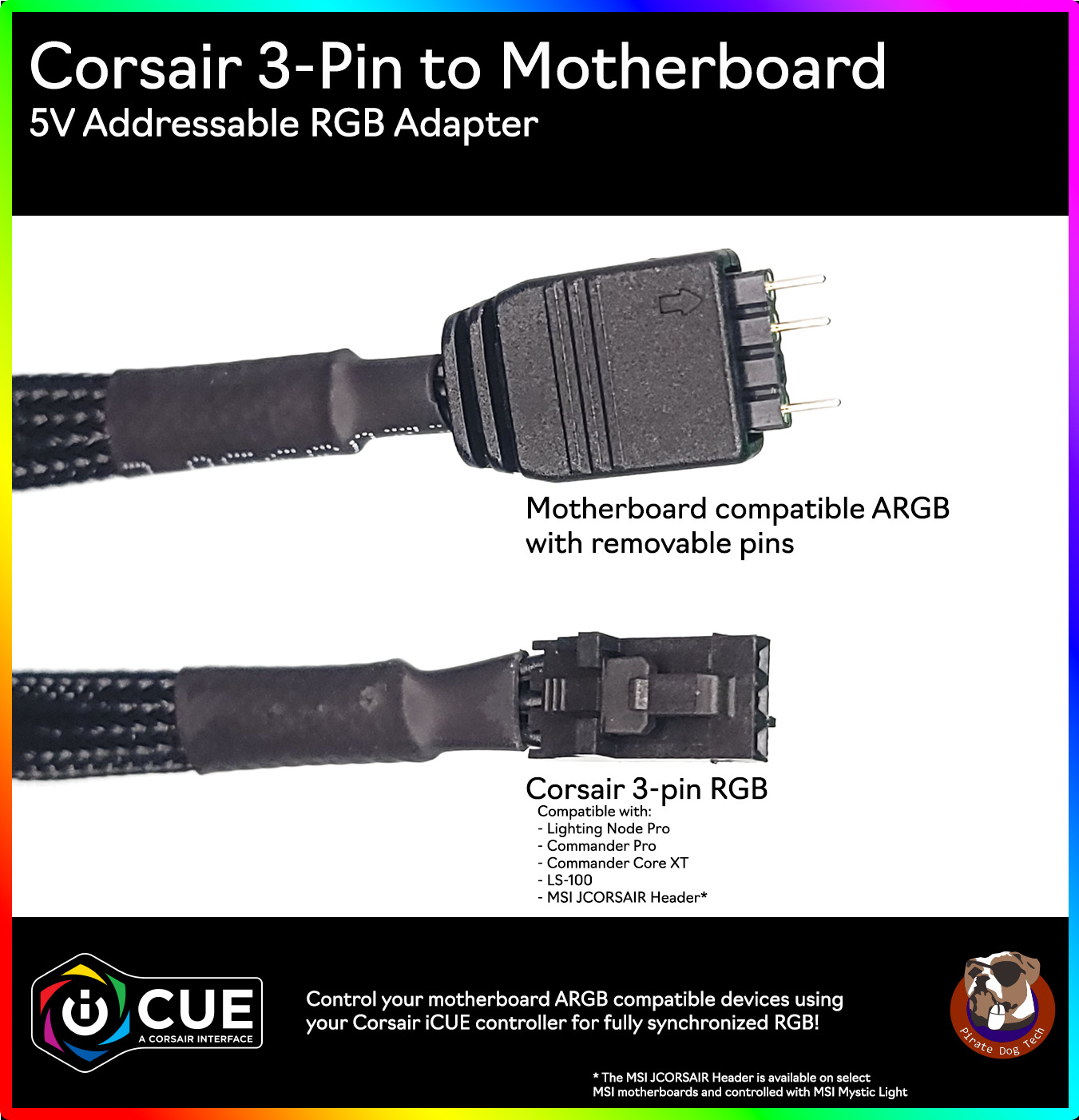 Corsair RGB to Aura/Mystic Light (Motherboard) A-RGB Adapter