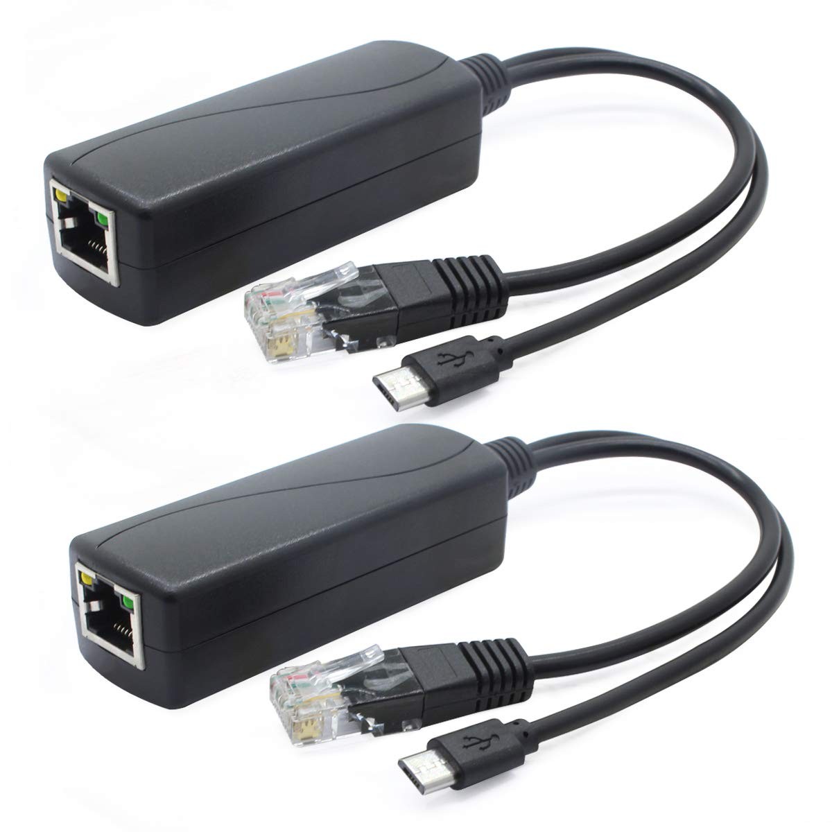 2 Pack 5V PoE Splitter 48V To 5V 2.4A Micro USB Adapter IP Camera AVPS051