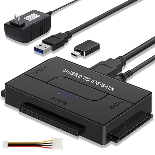 SATA IDE to USB Adapter for 2.5" 3.5" HDD SSD, 5Gbps Hard Drive Reader