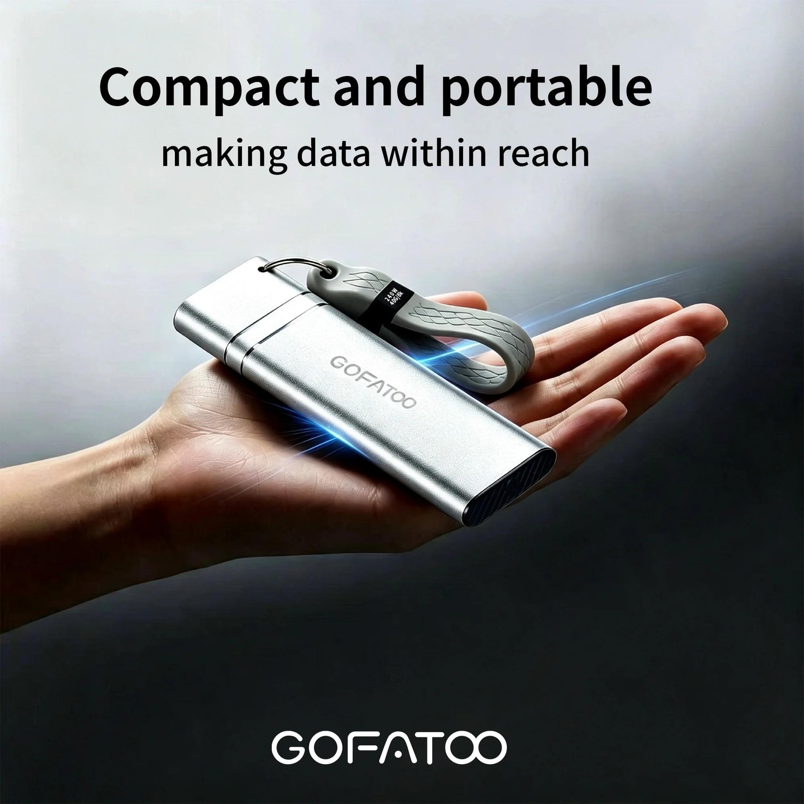 GOFATOO Portable External SSD 1050MB/s USB3.2 Gen2 Type‑C Silver 512GB 1TB 2TB