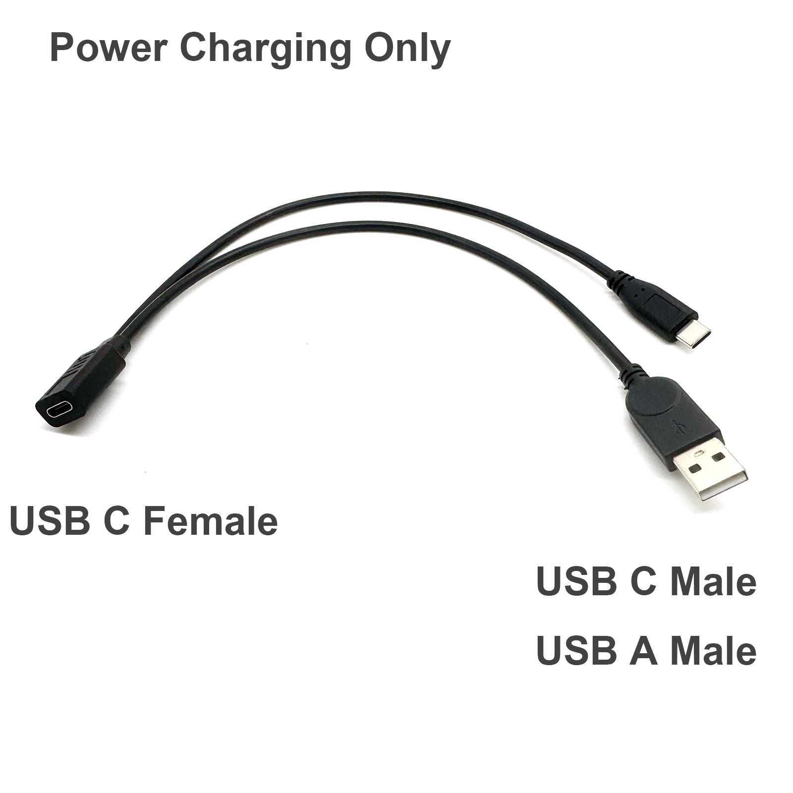 USB C Female to Type C & USB A Male Splitter Y Power Charging Cable f Phone LED