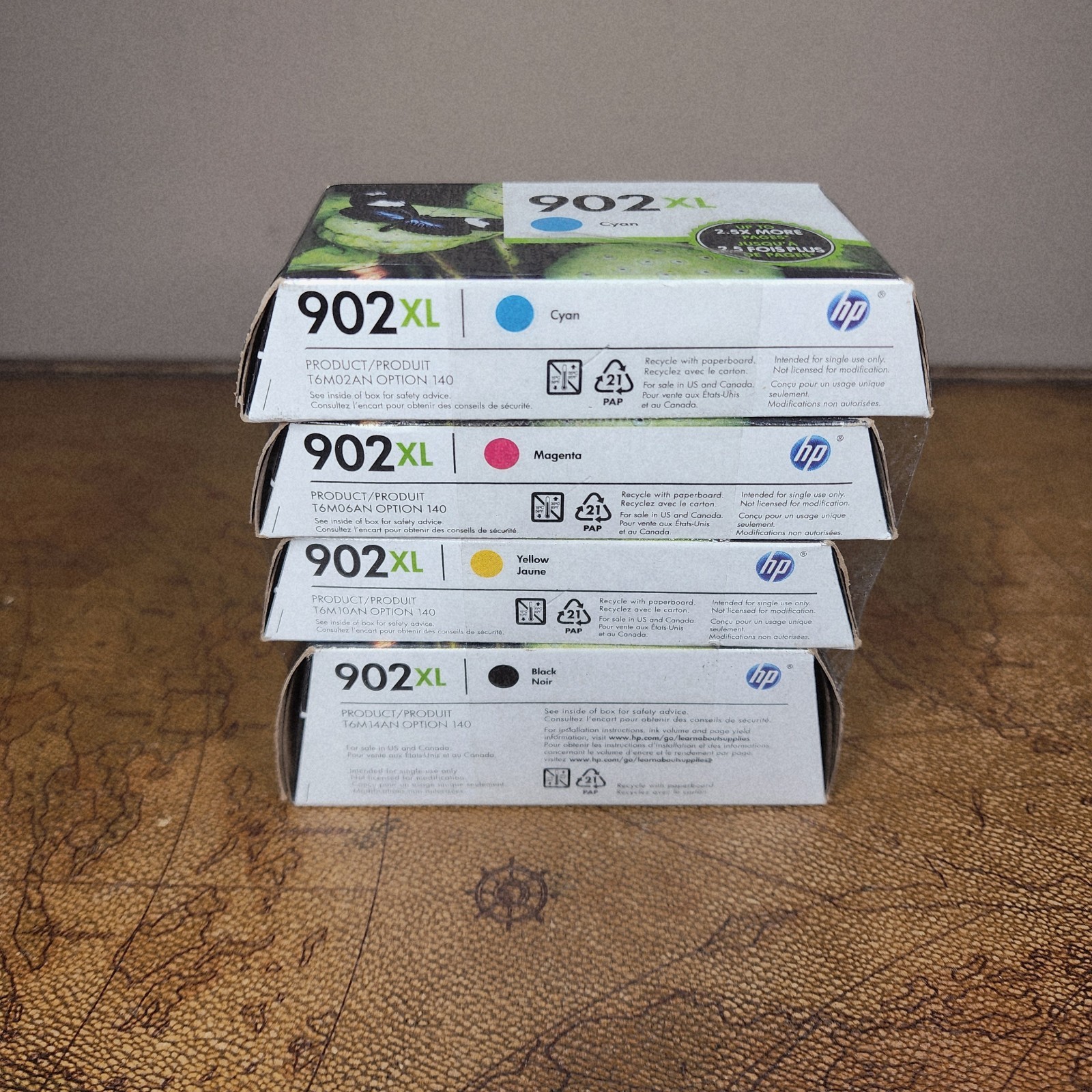4 Pack Set OEM HP 902XL Ink Black Color Magenta Yellow Cyan Box 902 XL Dec 2021