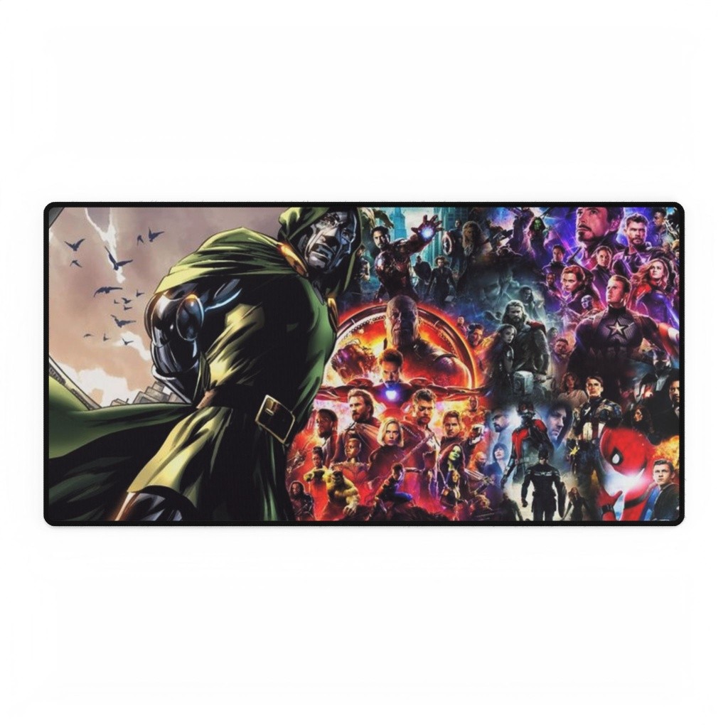 Marvel Doctor Doom And Avengers Endgame Collage Movie Logo Mouse Pad Desk Mats