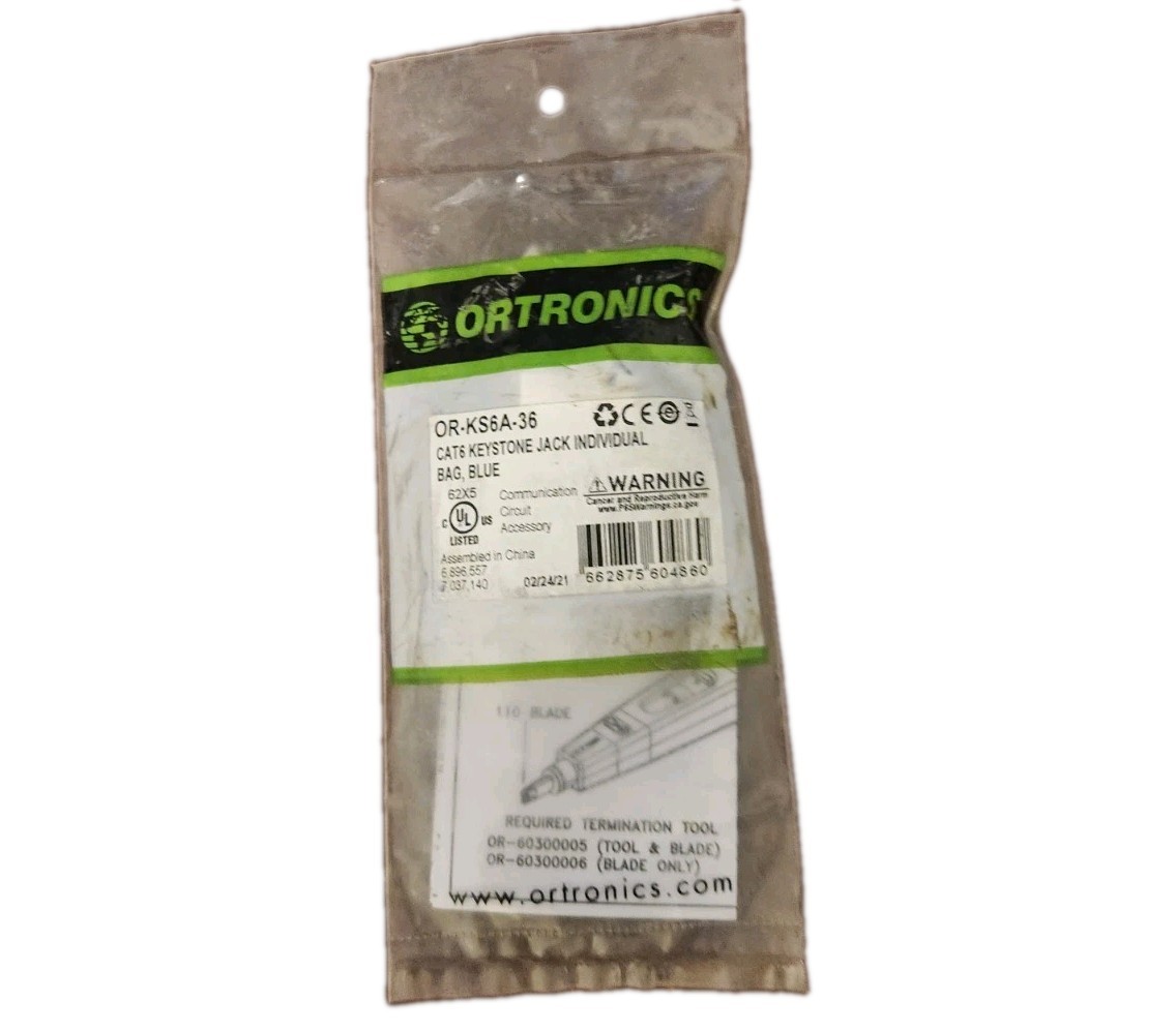 Ortronics OR-KS6A-36 TechChoice 6 Cat6 Keystone Jack, Blue ~STSI