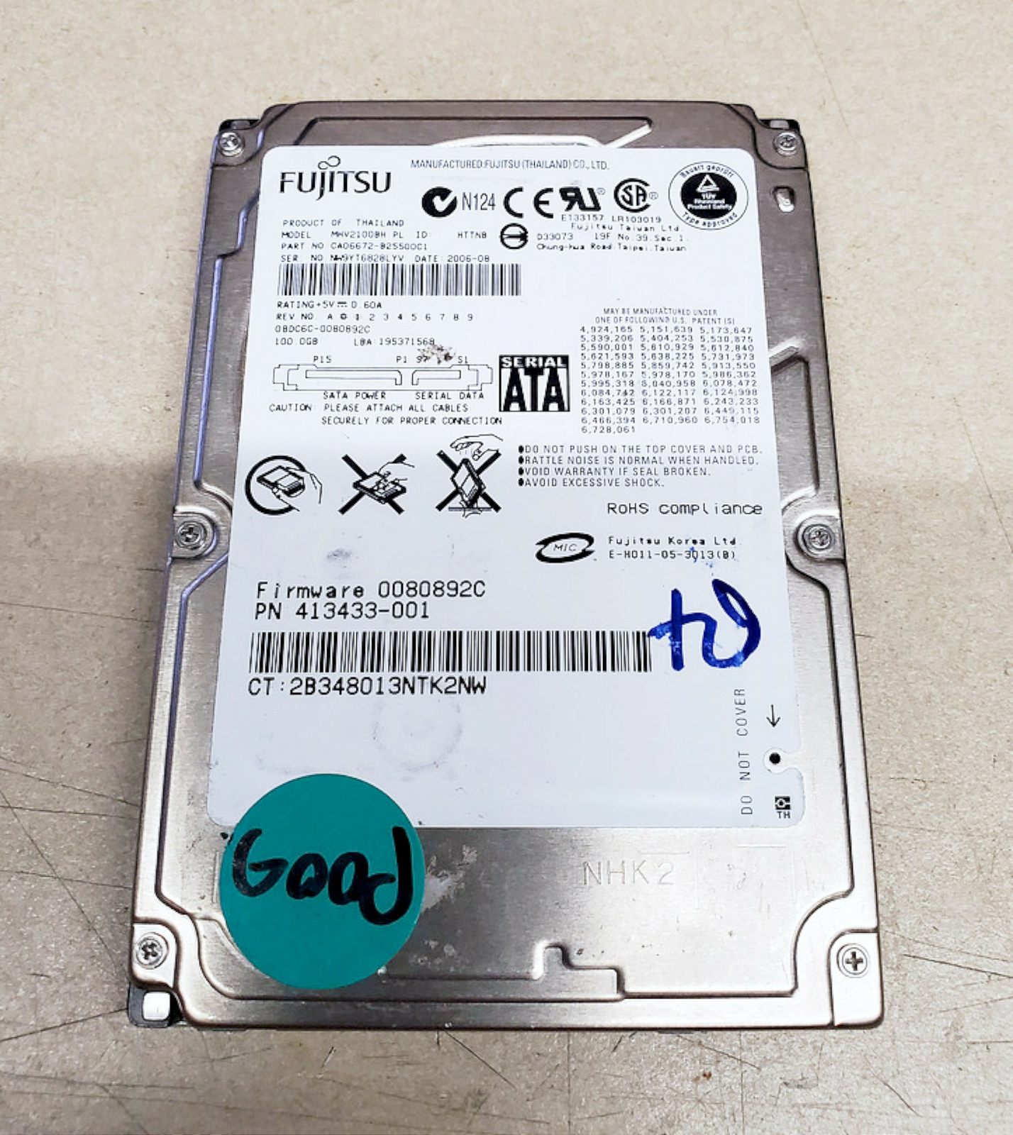 100GB HDD SATA 5400RPM 2.5" Internal Hard Drive for Laptop Notebook Computer
