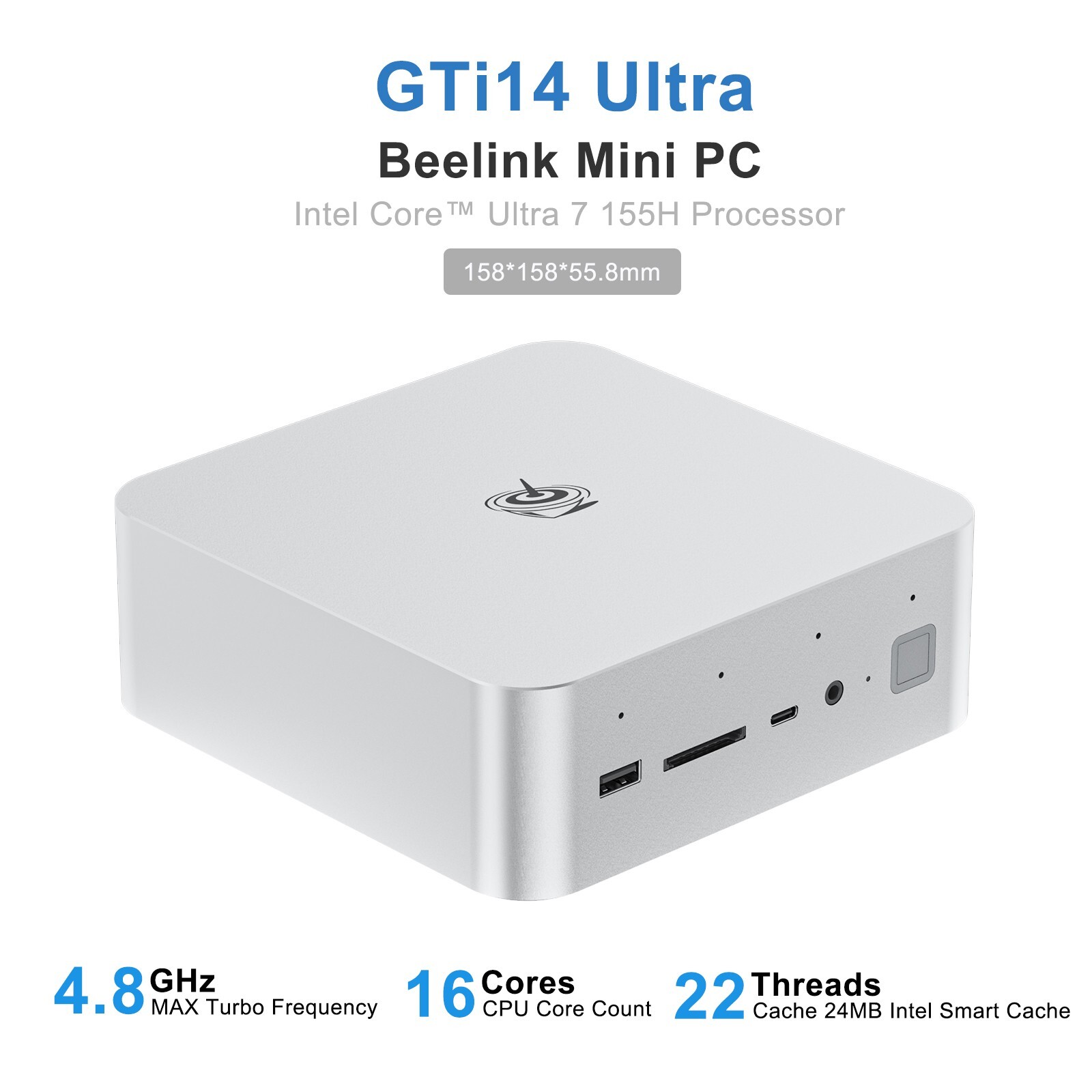 Beelink Mini PC Game GTi14 Intel Core Ultra 7 155H DDR5 32GB+1TB 4.8GHz Silver