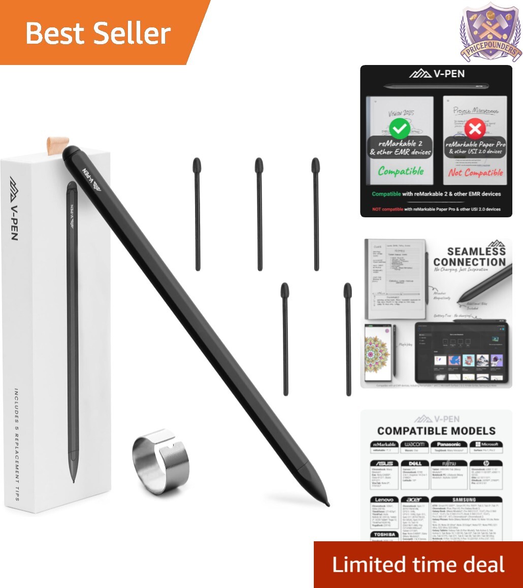 V-Pen EMR Stylus for Remarkable 2 - 4096 Pressure Sensitivity & Palm Rejection