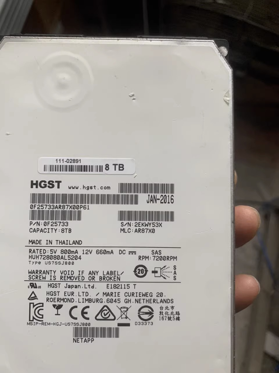 NetApp E-X4074A 8TB 7.2K SAS 12GDE6600 E5660 E2760 111-02891