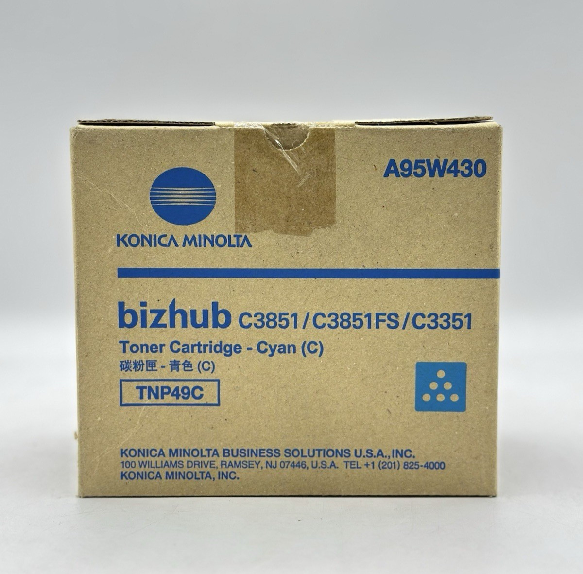 Genuine Konica Minolta A95W430 (TNP49C) Cyan Toner Cartridge, OEM