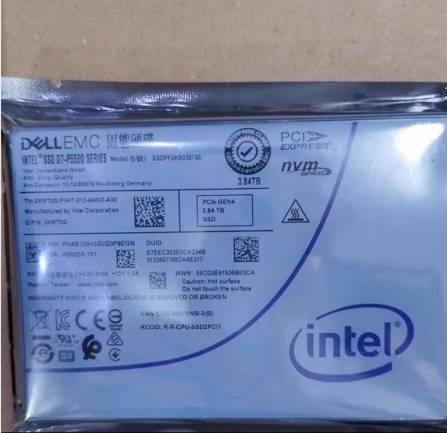 DELL EMC P5500 3.84TB 96L TLC PCIE GEN4 NVME U.2 2.5" SFF ENTERPRISE SSD KRT3G-
