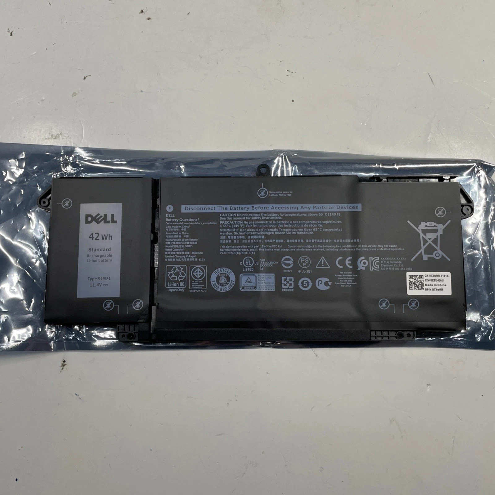 OEM Genuine 42Wh 9JM71 Battery For Dell Latitude 5320 7320 7420 7520 4M1JN 1PP63