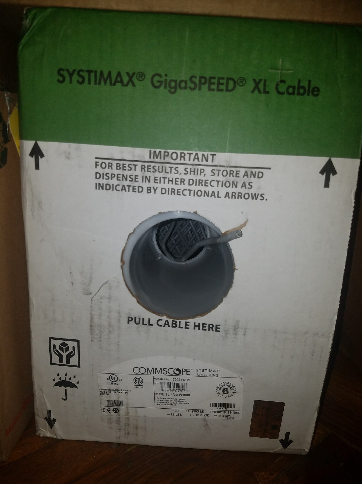 SYSTIMAX® 2071E GigaSPEED® XL GRAY COMMUNICATION  CABLE 50' 100' 150' 200'