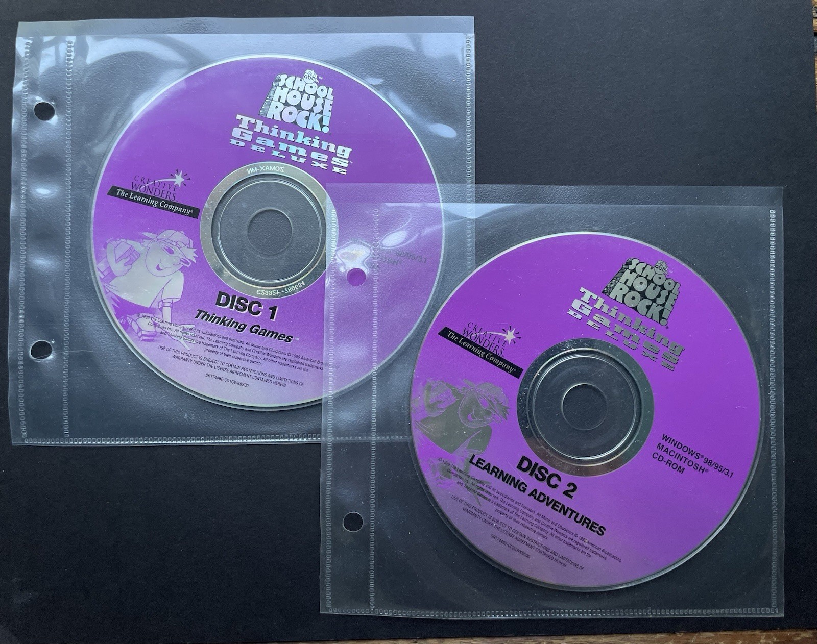 SCHOOL HOUSE ROCK Thinking Games Deluxe ~ Disc 1 and Disc 2 ~ CD-ROM SET