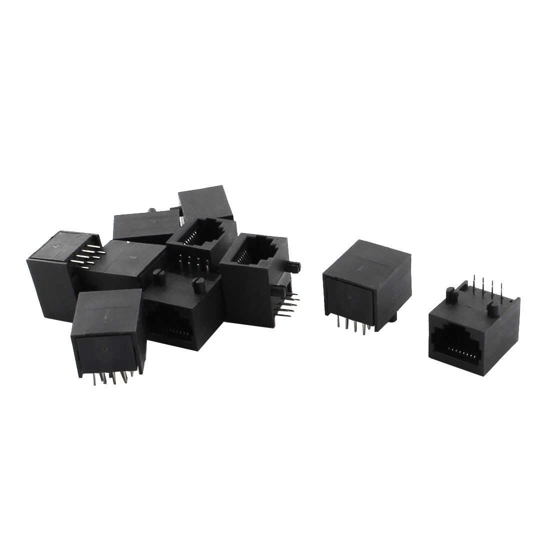 10 x Black Plastic Housing RJ45 PCB Modular Jack Socket Network Connector
