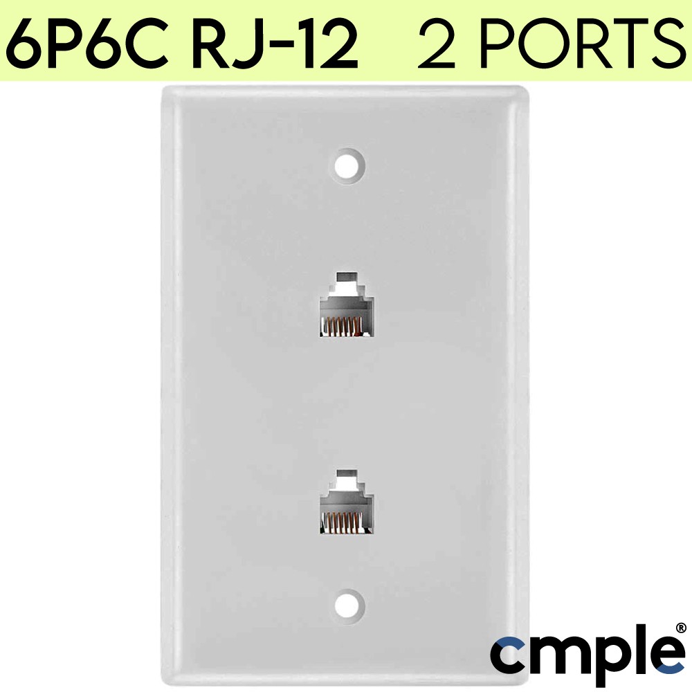 White Landline Phone Wall Plate RJ11 RJ12 FAX Telephone Wall Pate 6P4C 6P6C