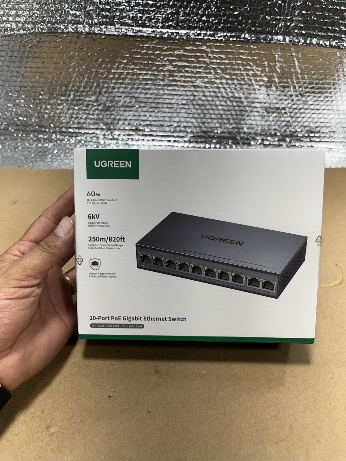 UGREEN Ethernet Switch, 10-Port Poe Switch, 8 Poe+@60W + 2 Gigabit Uplink