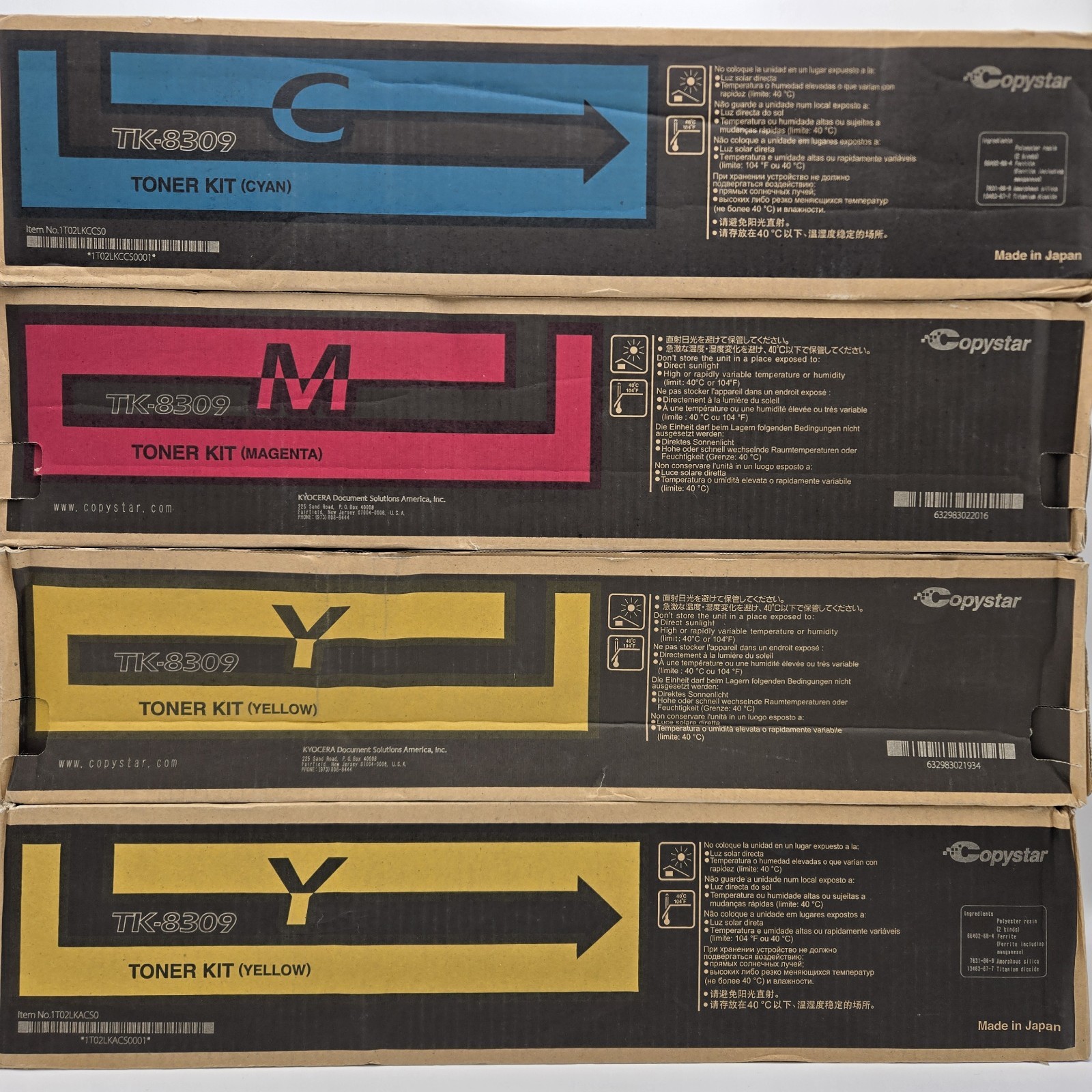 NEW Copystar Kyocera TK-8309 Genuine OEM Toner Kit LOT OF 4 Cyan Magenta Yellow