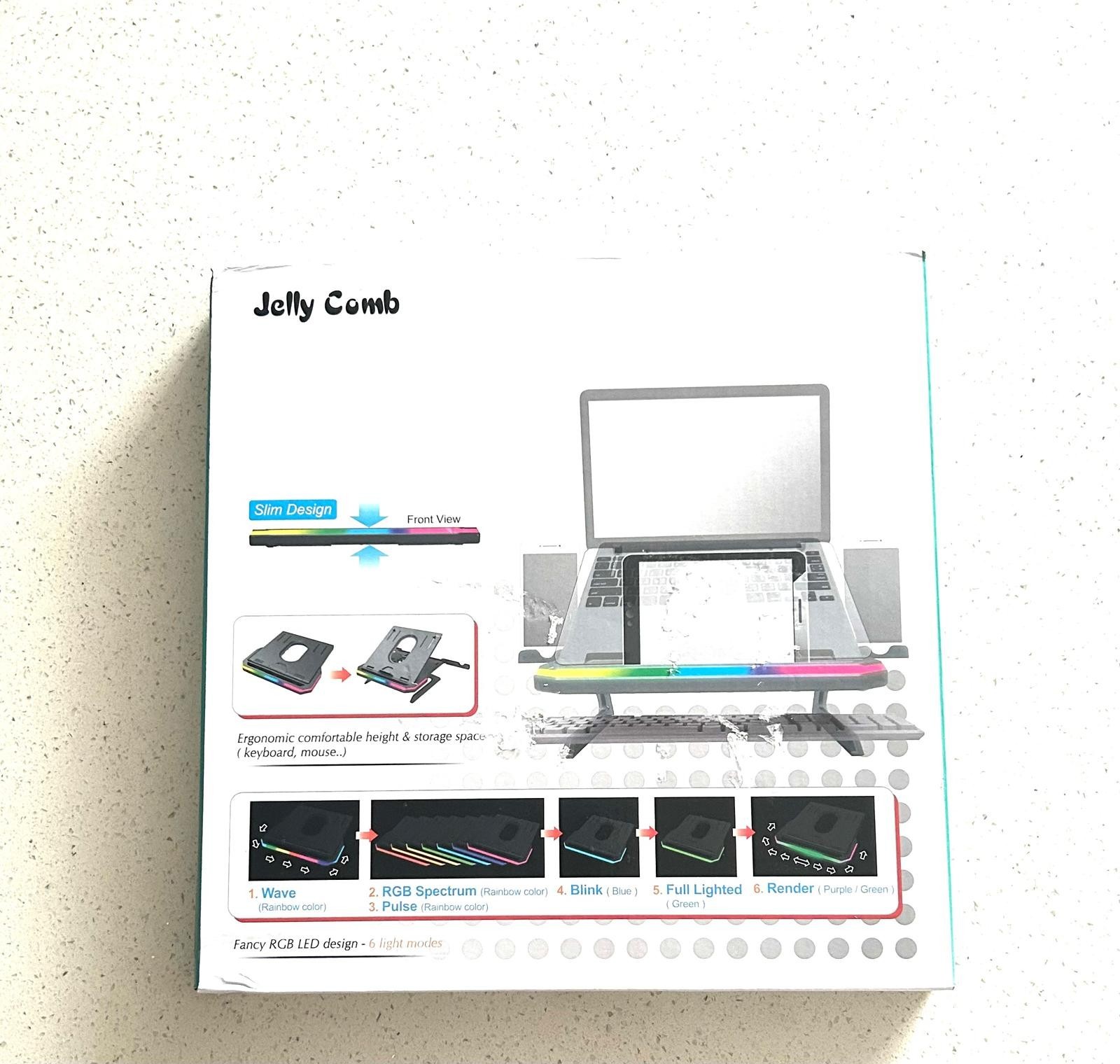 Jelly Comb Slim Design RGB Gaming Laptop Stand - 9 Levels Adjustable Foldable