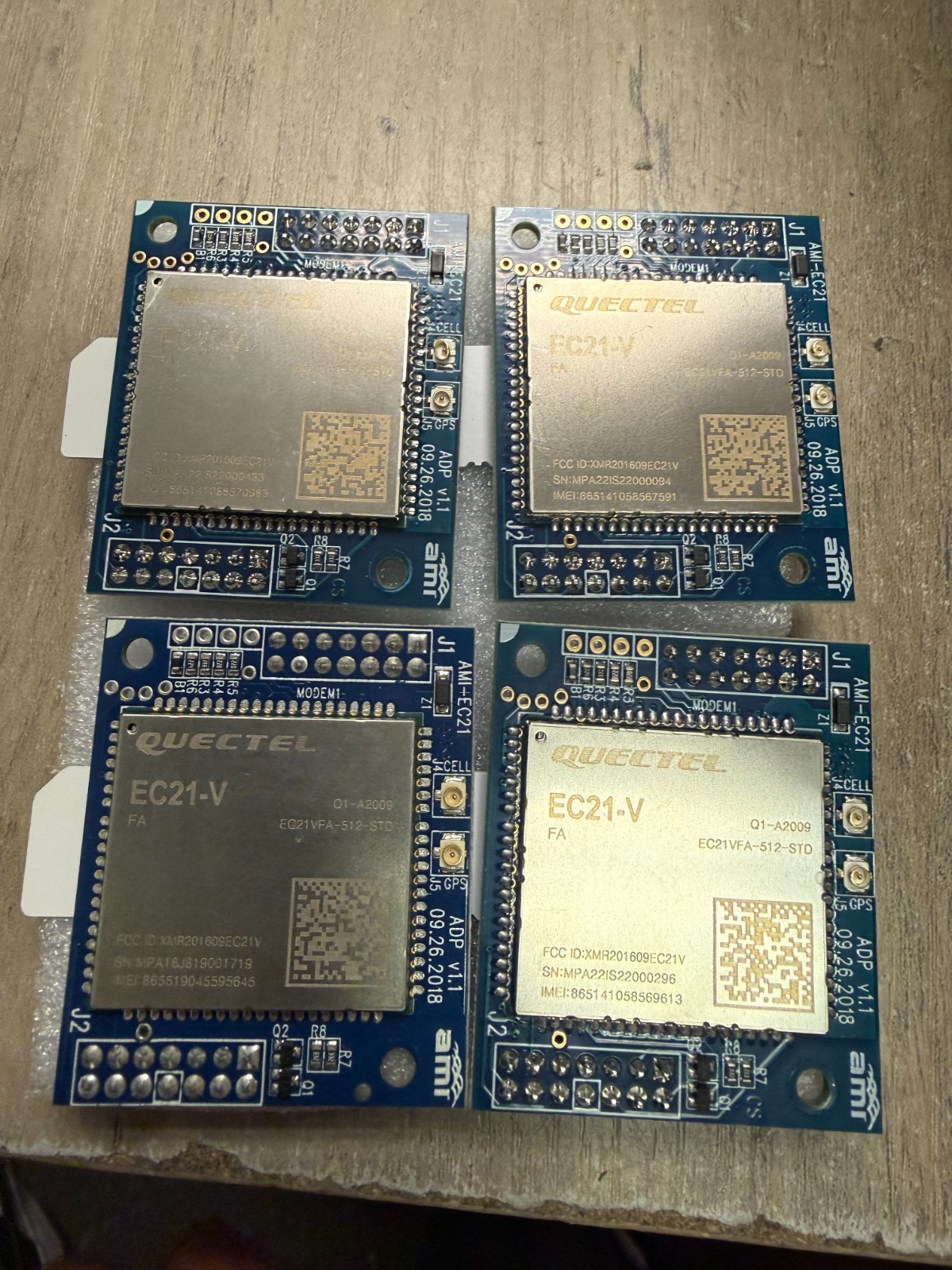 Quectel EC21-V Mini PCIe 4G LTE Cat 1 Module Q1-A2009 LOT OF 4