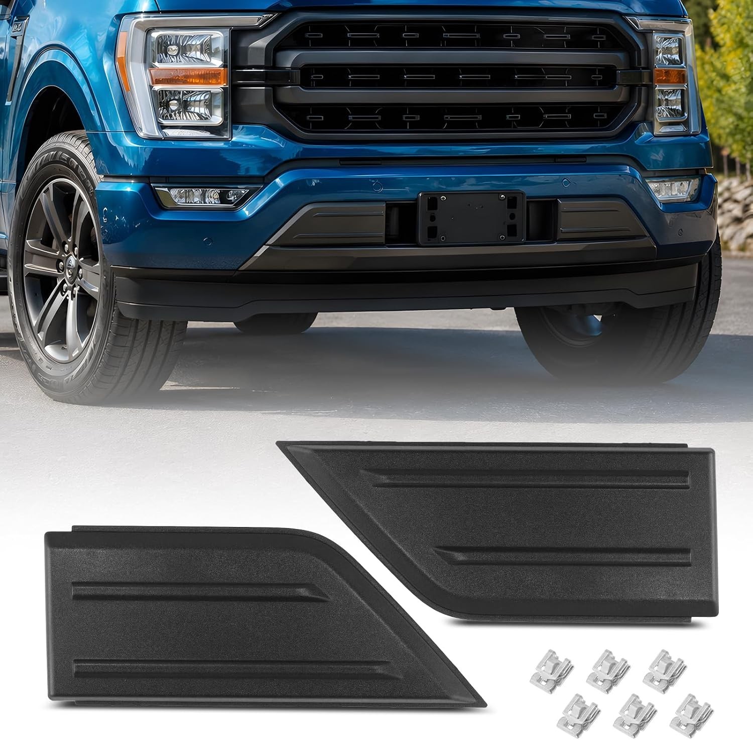 Replacement Front Bumper End Caps Compatible with 2021 2022 2023 Ford F-150 | Bu