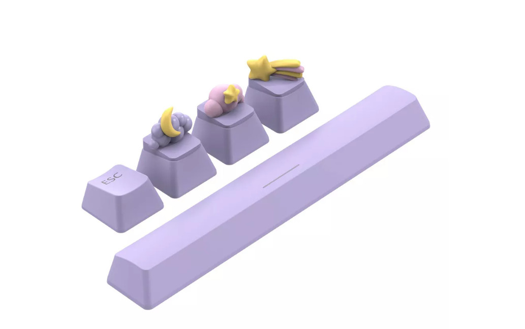 Moon Stars Keyboard Keycap Set ESC Arrow Keys Spacebar Flexible PVC ABS Decor