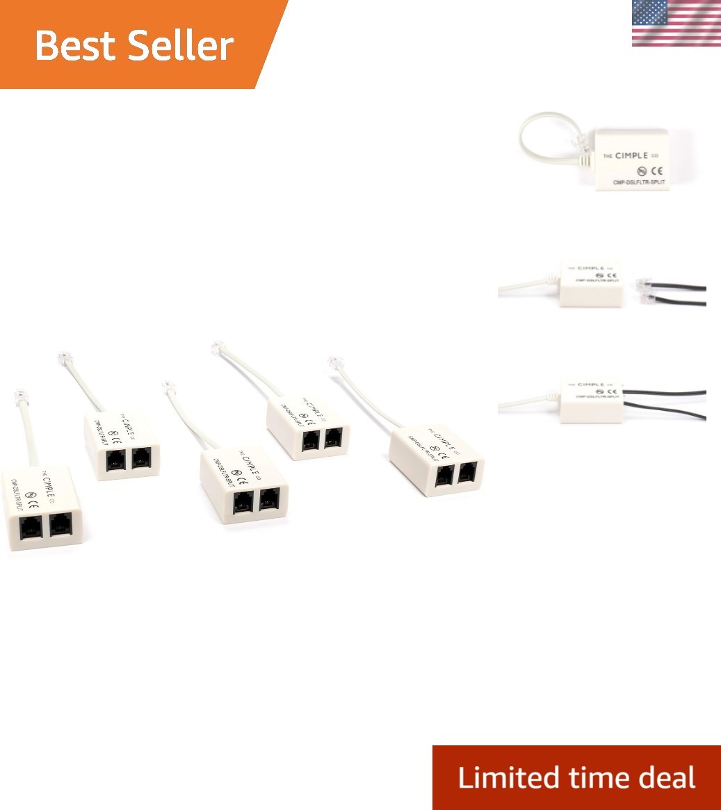 5-Pack RJ11 Noise Filters & DSL Splitters - High-Quality Audio For All Devices