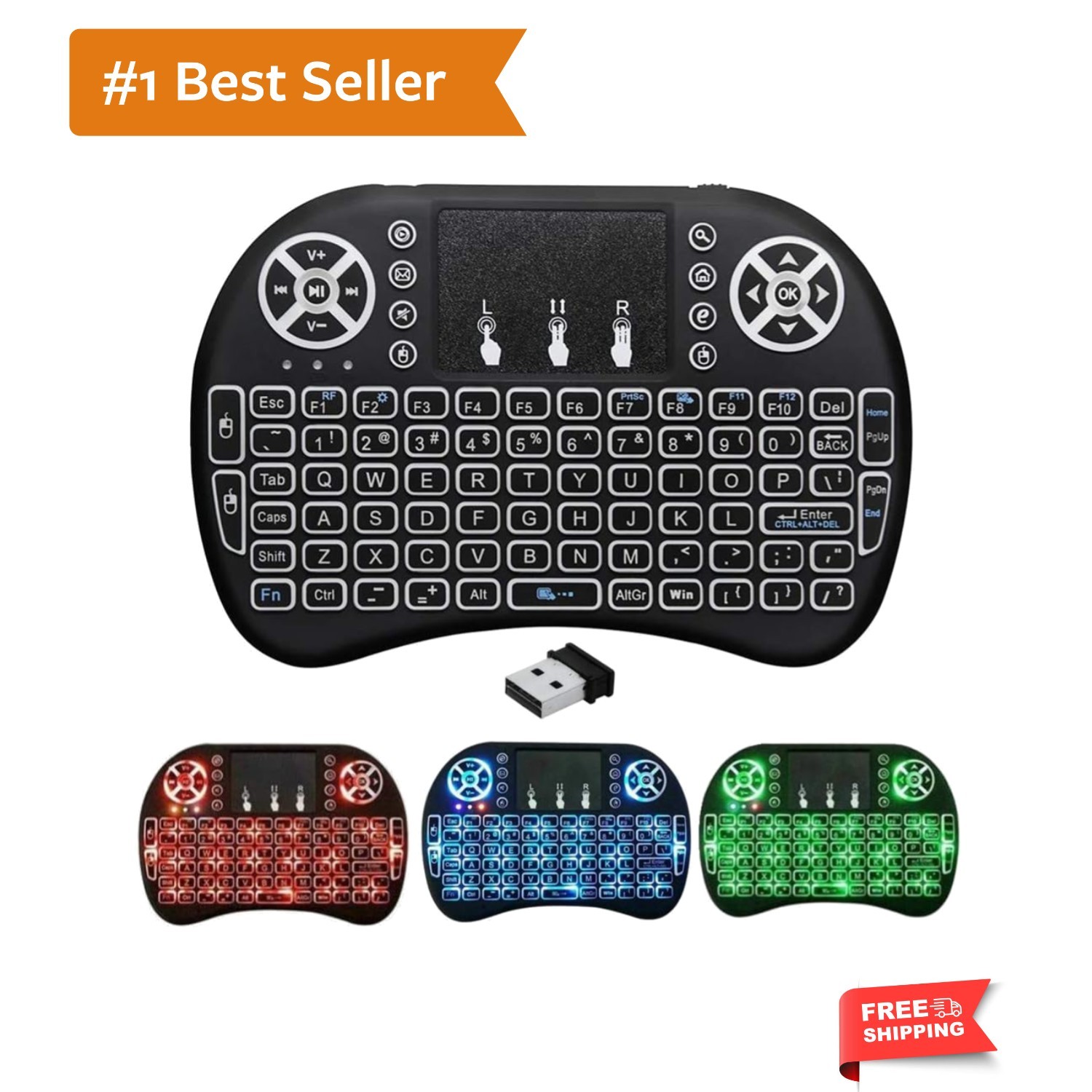 2.4G Mini Wireless Keyboard with Touchpad Mouse, Upgraded Multi BRG Backlight...