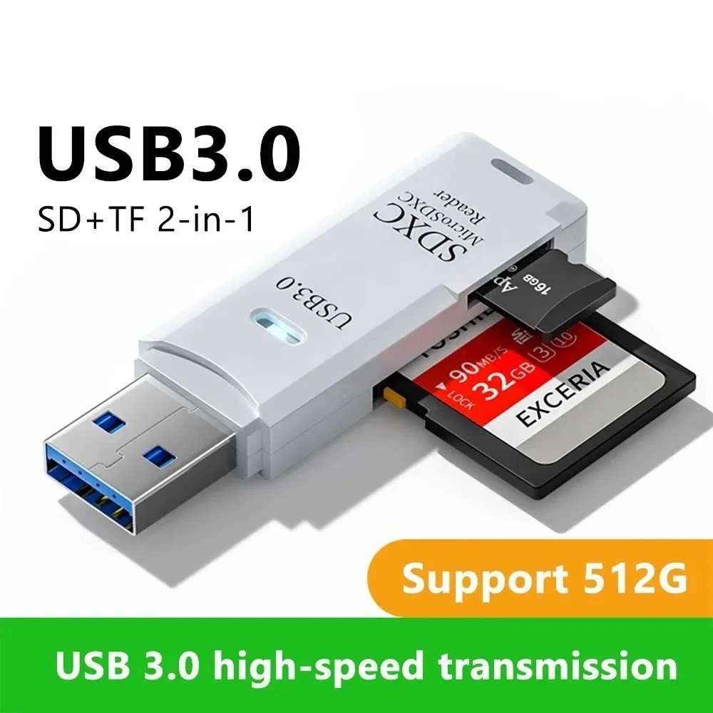 2-in-1 USB3.0/2.0 Card Reader Multi Functional Micro SD TF Memory Card Reader US