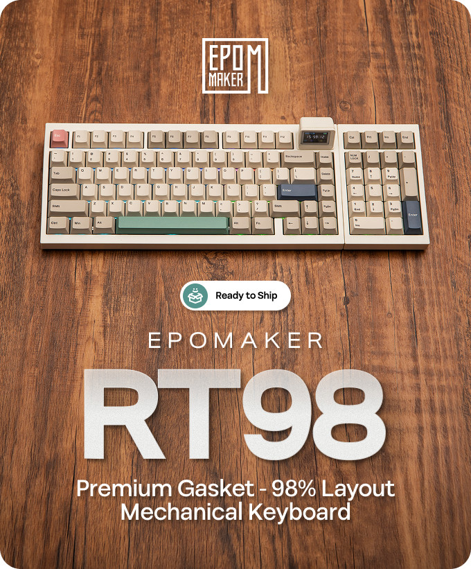 EPOMAKER RT98 Retro Gaming Keyboard w/Detachable Mini TV  and Creamy Jade Switch