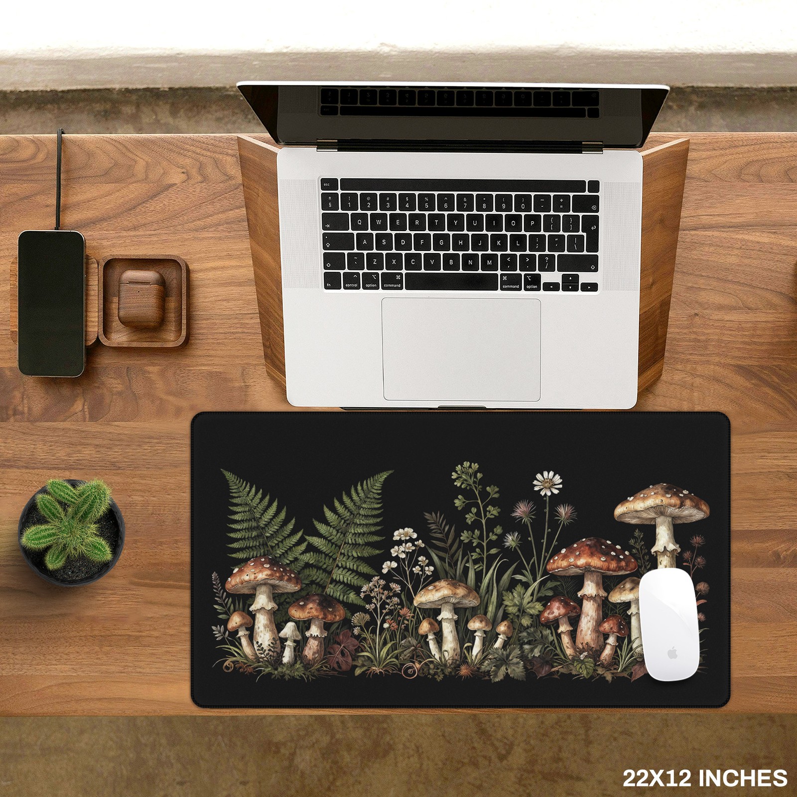 Mushroom Deskmat Cottagecore Mousepad Large Botanical Nature Plants Lovers