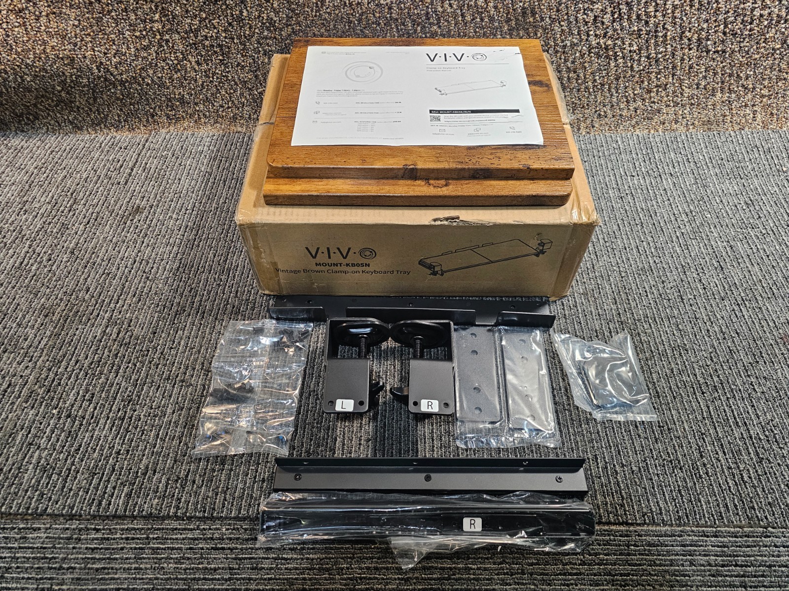 VIVO 27 x 11in Large Clamp-on Computer Keyboard and Mouse Under Desk Slider Tray