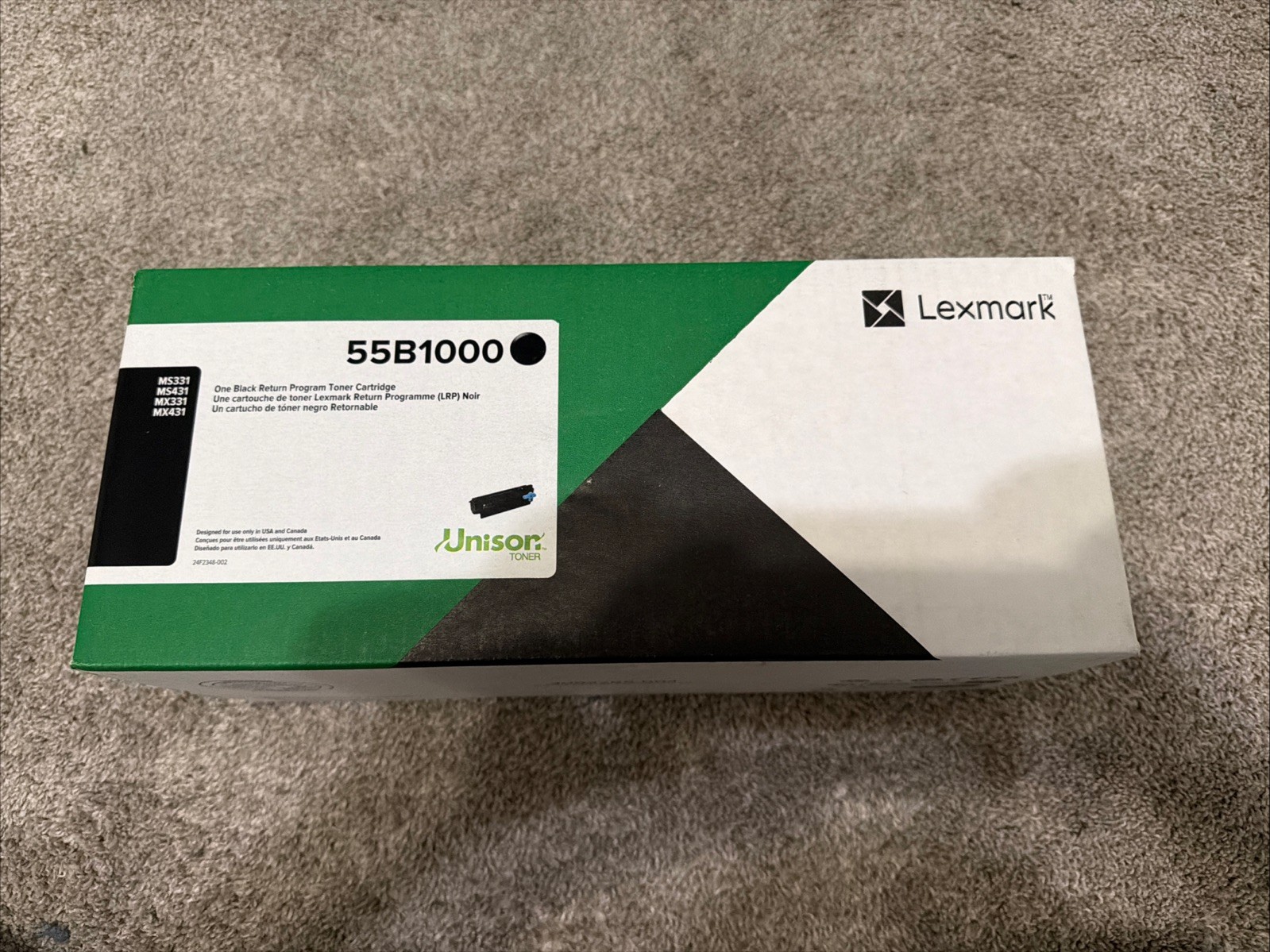 Lexmark 55B1000 Return Program Toner - 3,000 Page-Yield, Black - NEW - 