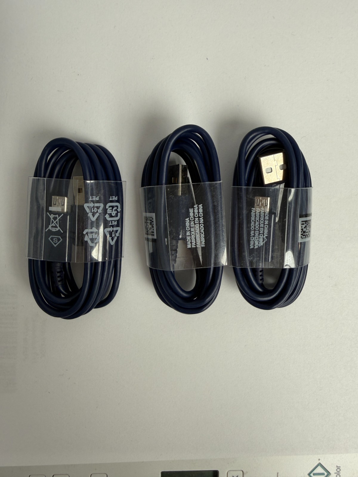 3x Micro USB 2.0 Cables Blue Type A - Micro-B 3FT- Brand New