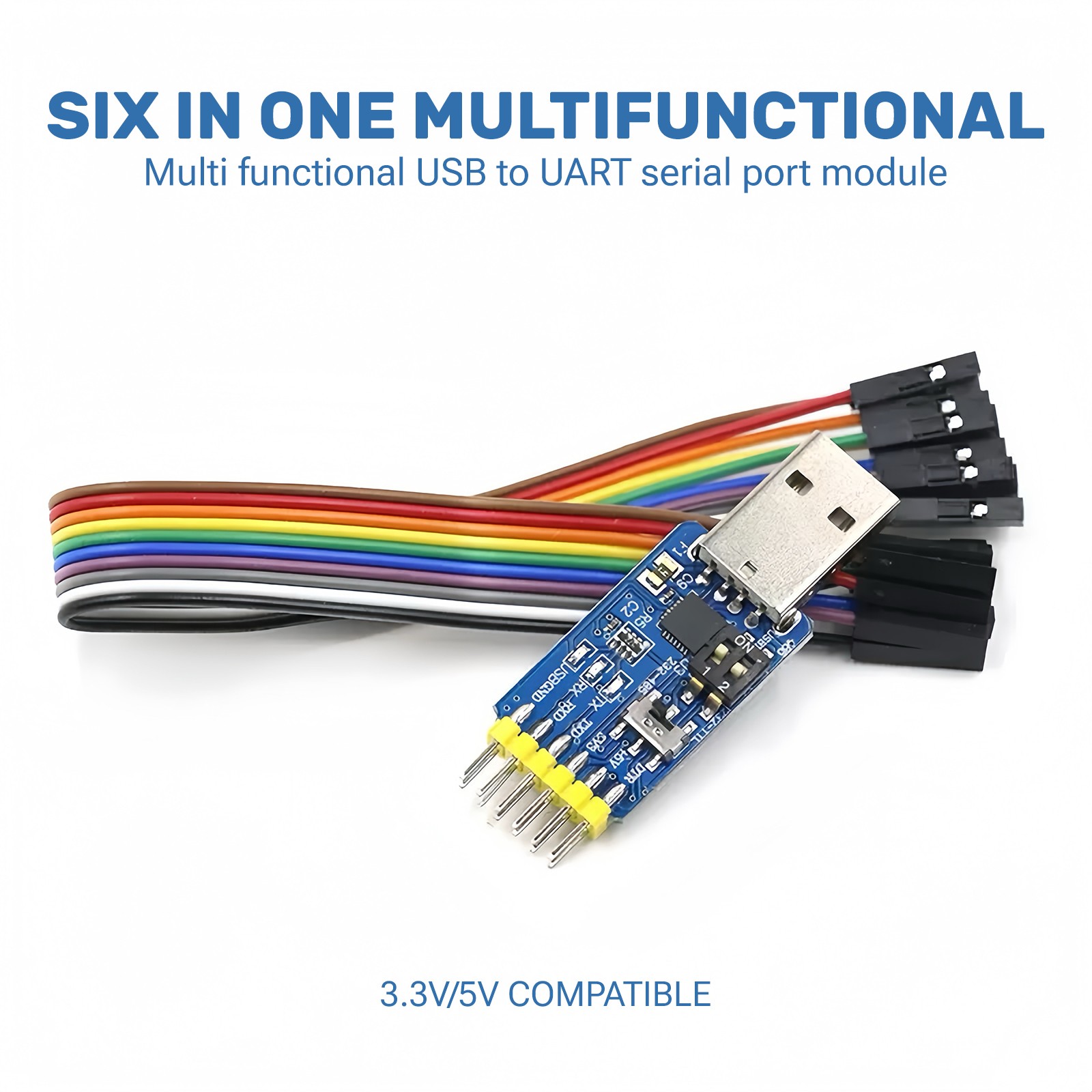 CP2102 6 in 1 USB to UART Serial Converter - TTL 485 232 Auto - Recovery Module