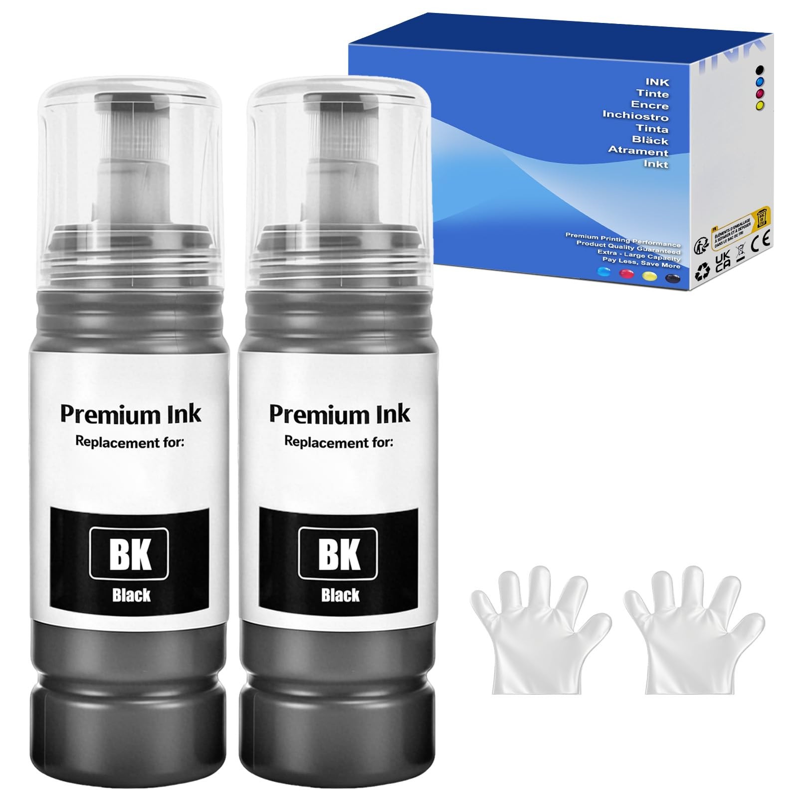 2 PCS Black Ink Refill Bottles For ET2800 ET4800 ET2400 ET2803 ET2720