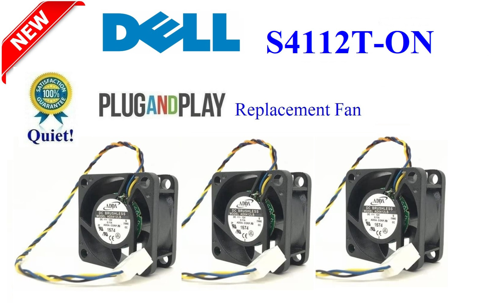 3x QUIET Replacement fans for Dell EMC PowerSwitch S4112T-ON S4112F-ON