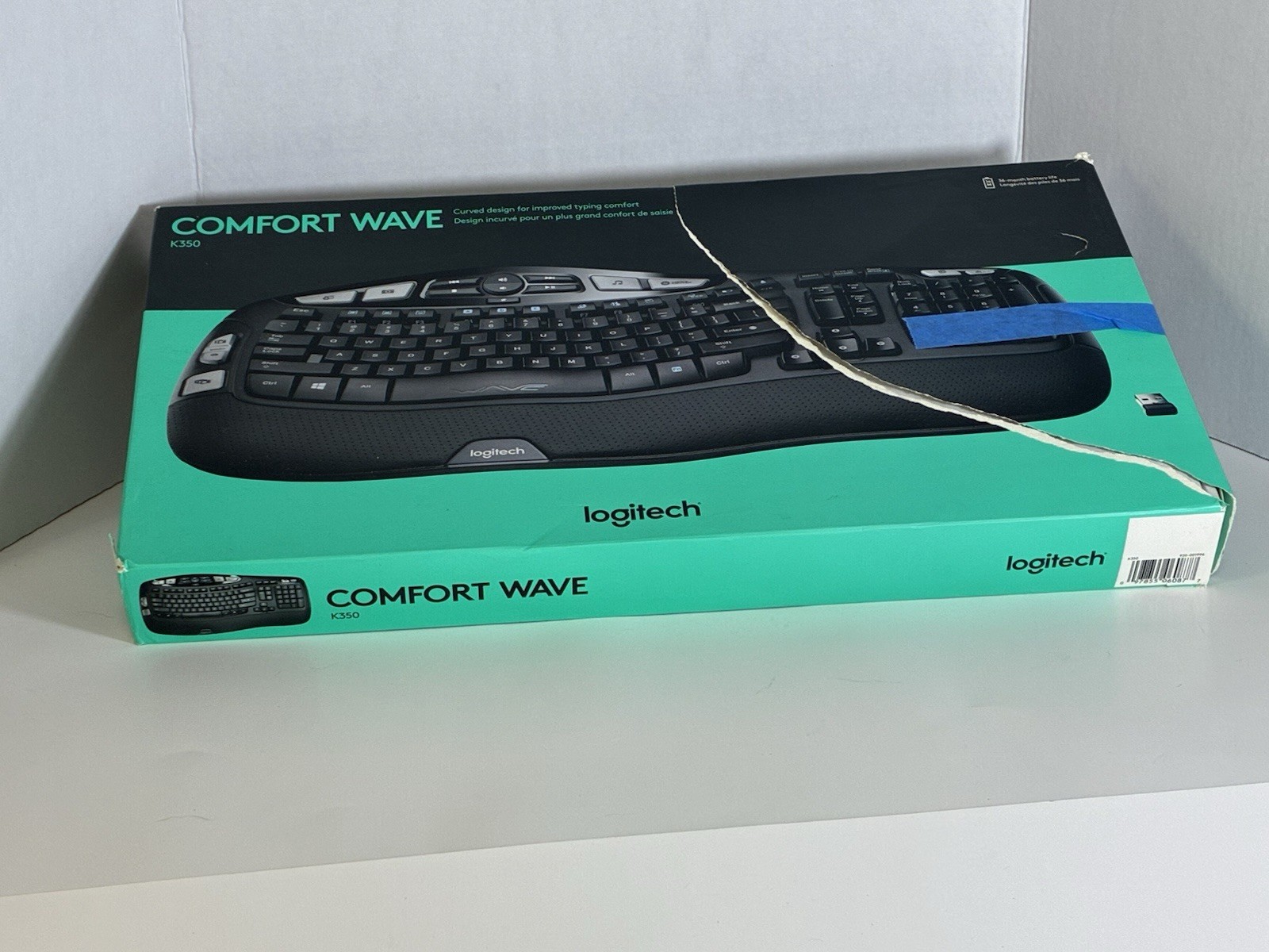 Logitech K350 Comfort Wave Wireless Keyboard Black Open Box