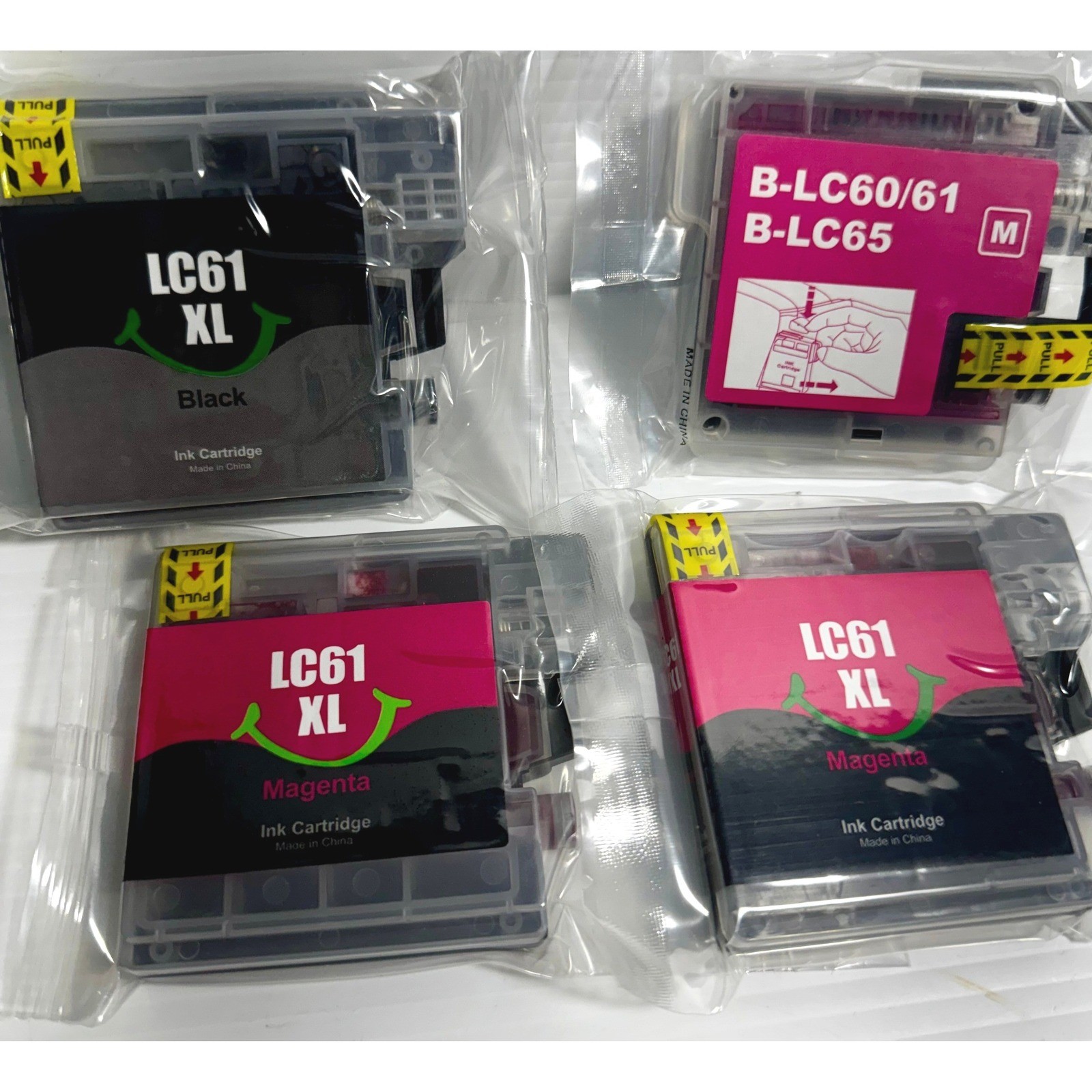 New Compatible Brother LC61 XL Ink Cartridges Lot 4 Black & Magenta Mixed Sealed