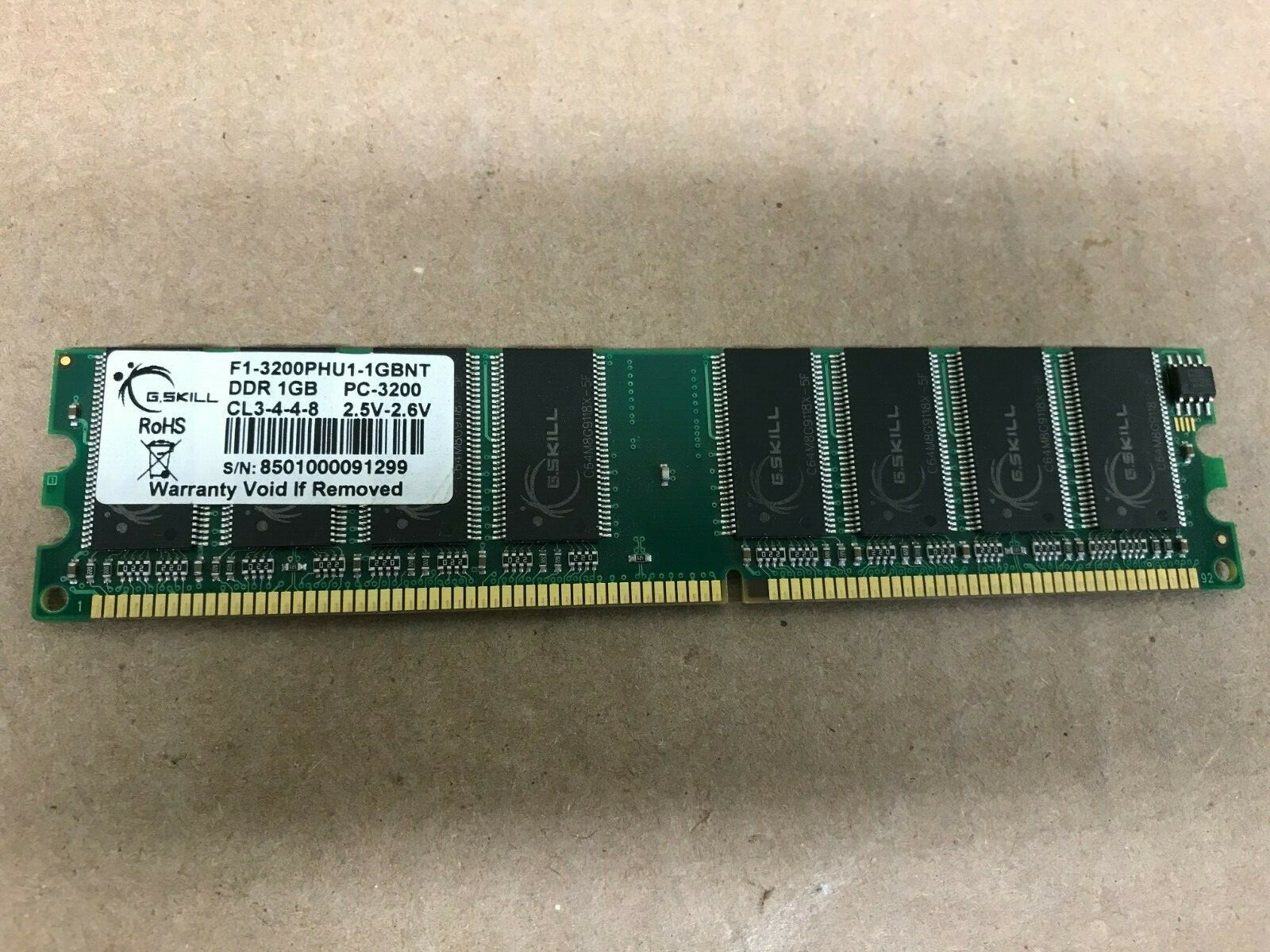 G.Skill DDR 1GB PC-3200 DDR 400MHZ SDRAM F1-3200PHU1-1GBNT 184pin DIMM 