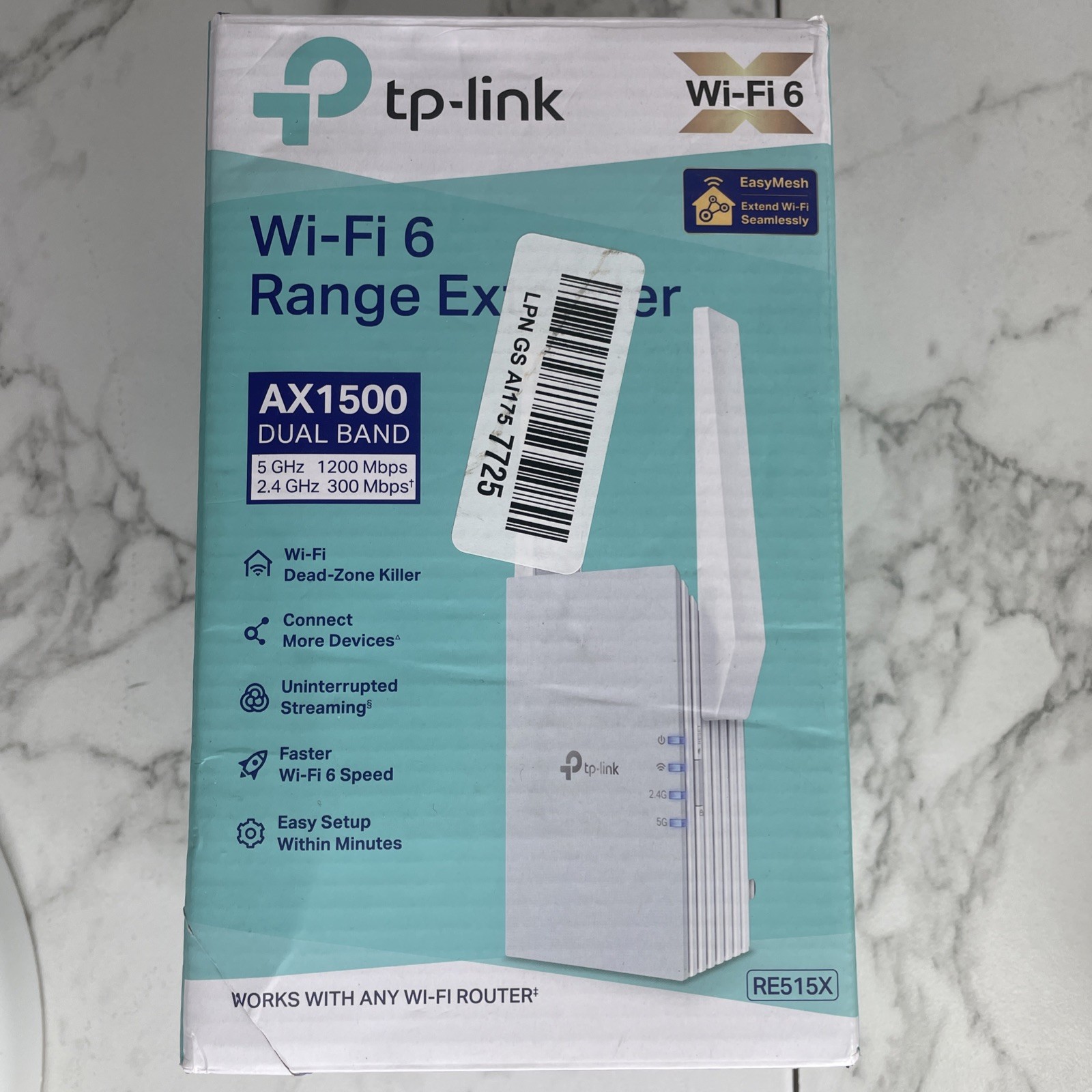 TP-Link RE515X AX1500 WiFi 6 Range Extender w/Ethernet Port | 5Ghz Dual-Band A5