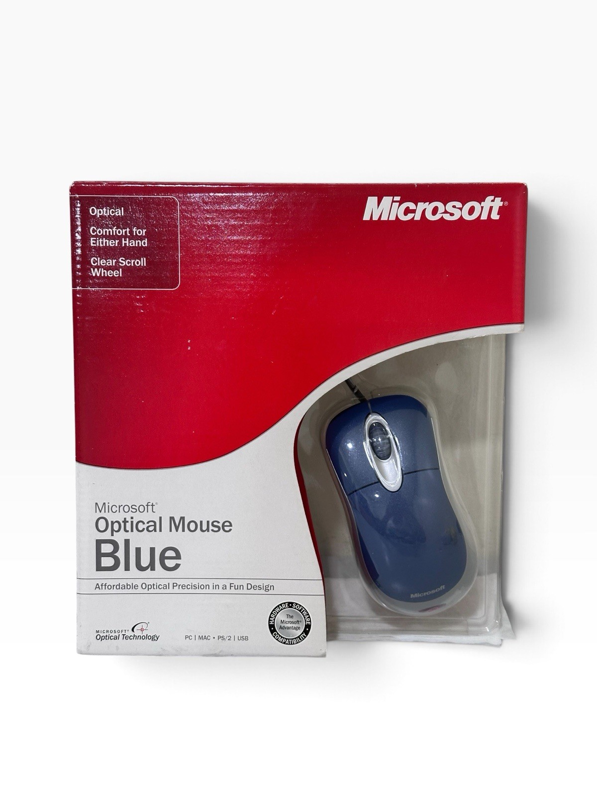 Microsoft Optical Mouse Blue K81-00004 USB/PS2 New Old Stock 2003