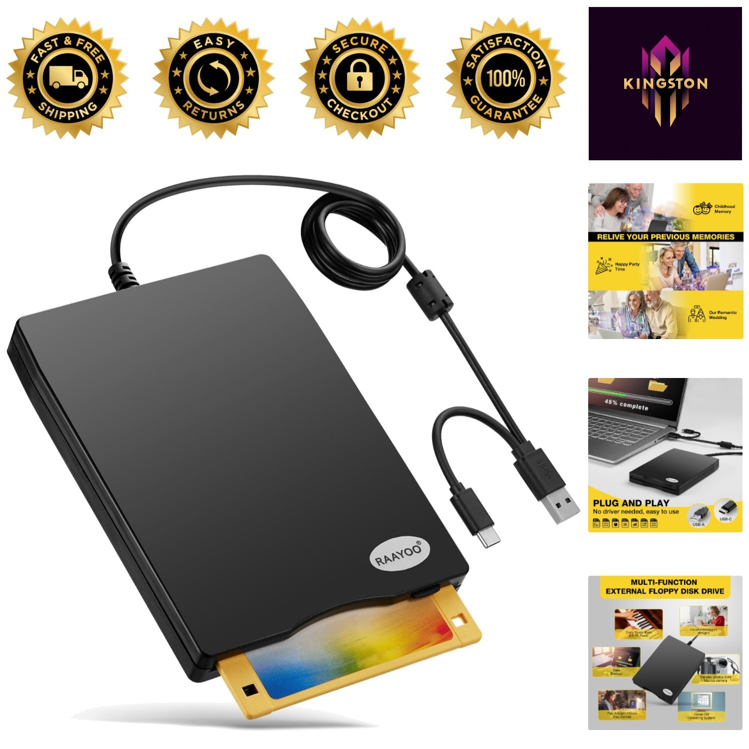 Plug and Play Floppy Disk Drive – Ultra Thin Design for Easy Memory Retrieval