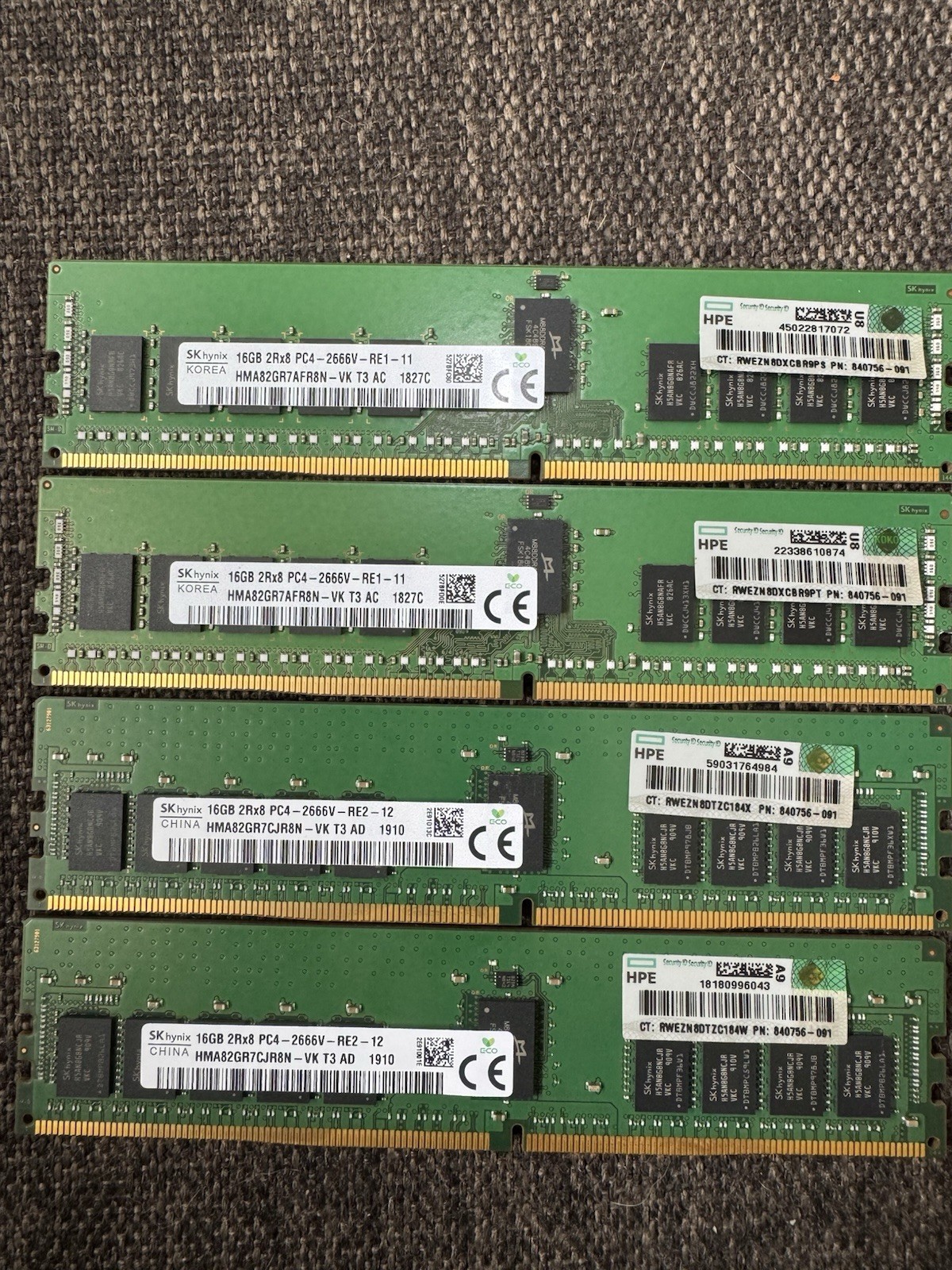 Hynix HPE 840756-091 1x 16GB 2Rx8 PC4-2666V-R ECC RDIMM DDR4 RAM Server Memory