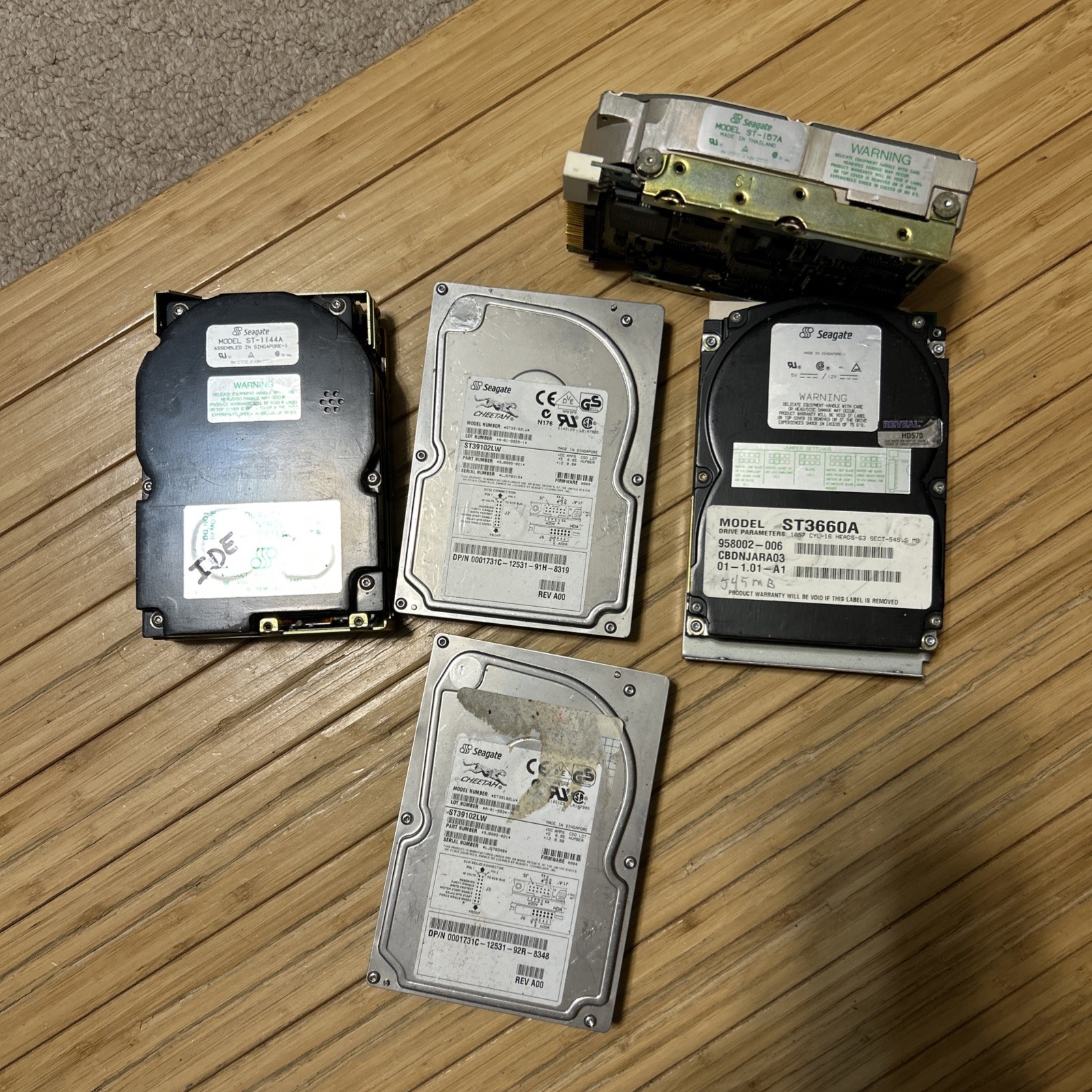 Lot 5 Seagate Hard Drives Untested 