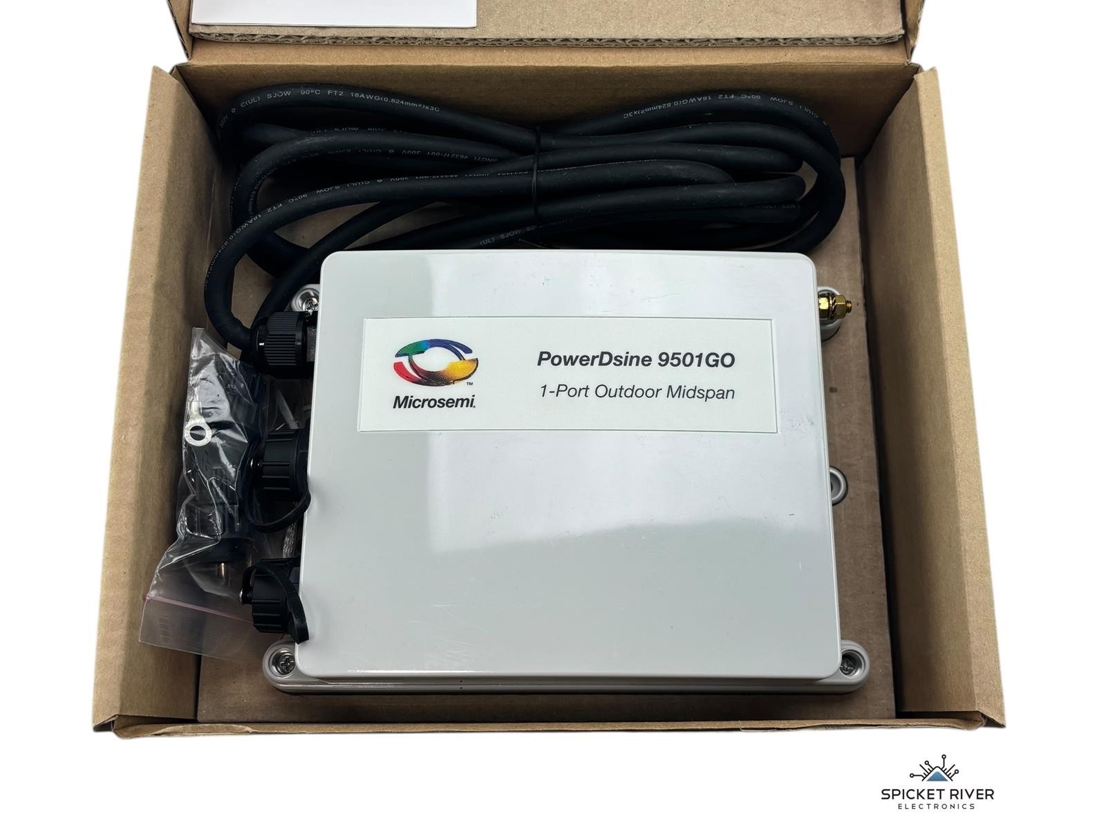Open Box Microsemi PowerDsine 9501GO 1-Port 802.3at Gigabit PoE Outdoor Midspan